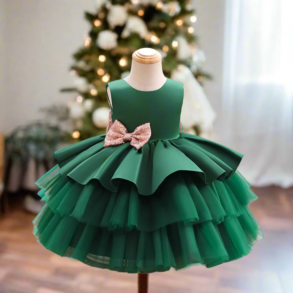 Ball-Gown Scoop Neck Sleeveless Knee-Length Flower Girl Dress with Bowknot - QUGEX