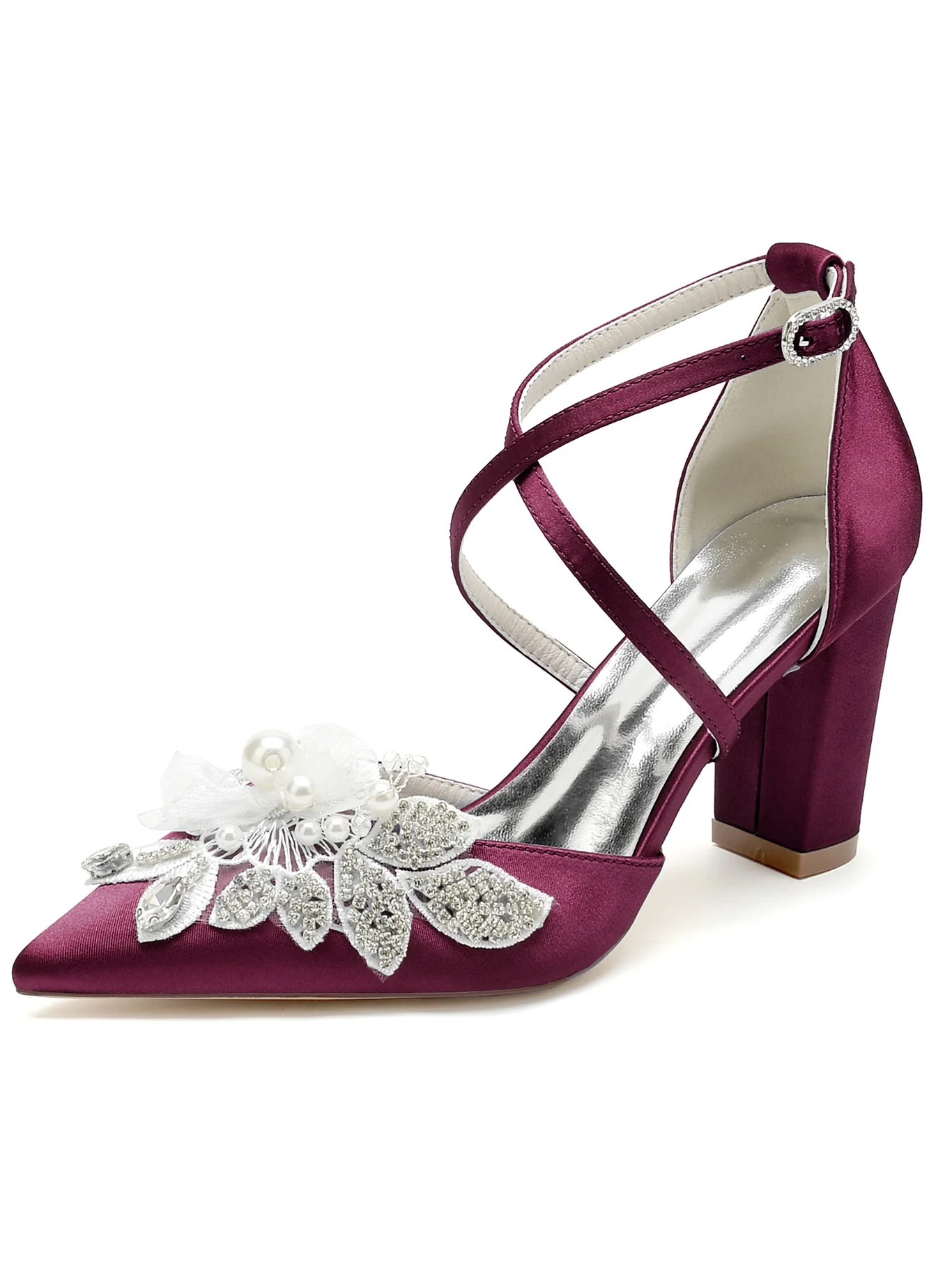 Lace Stiletto Heel Pointed Toe Bridal Shoes - QUGEX