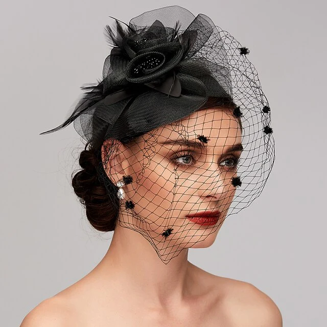 Fascinators Net Wedding Horse Race With Flower - QUGEX