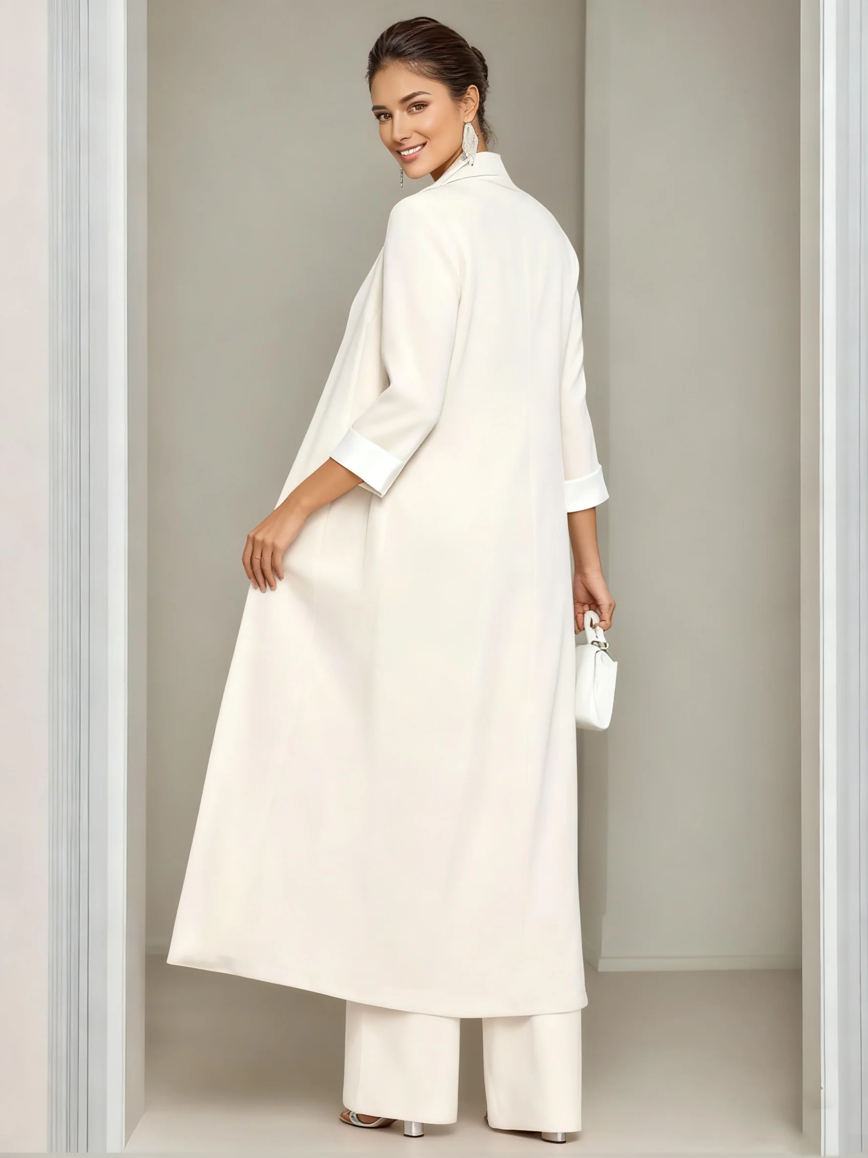 3 Pieces Square-Neck Ankle Length Mother of the Bride Pantsuits with Jacket & Appliques Lace - QUGEX