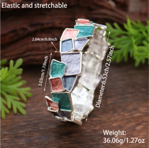 Delicated High-End Enamel Geometrical Square Alloy Stretch Bracelet - QUGEX