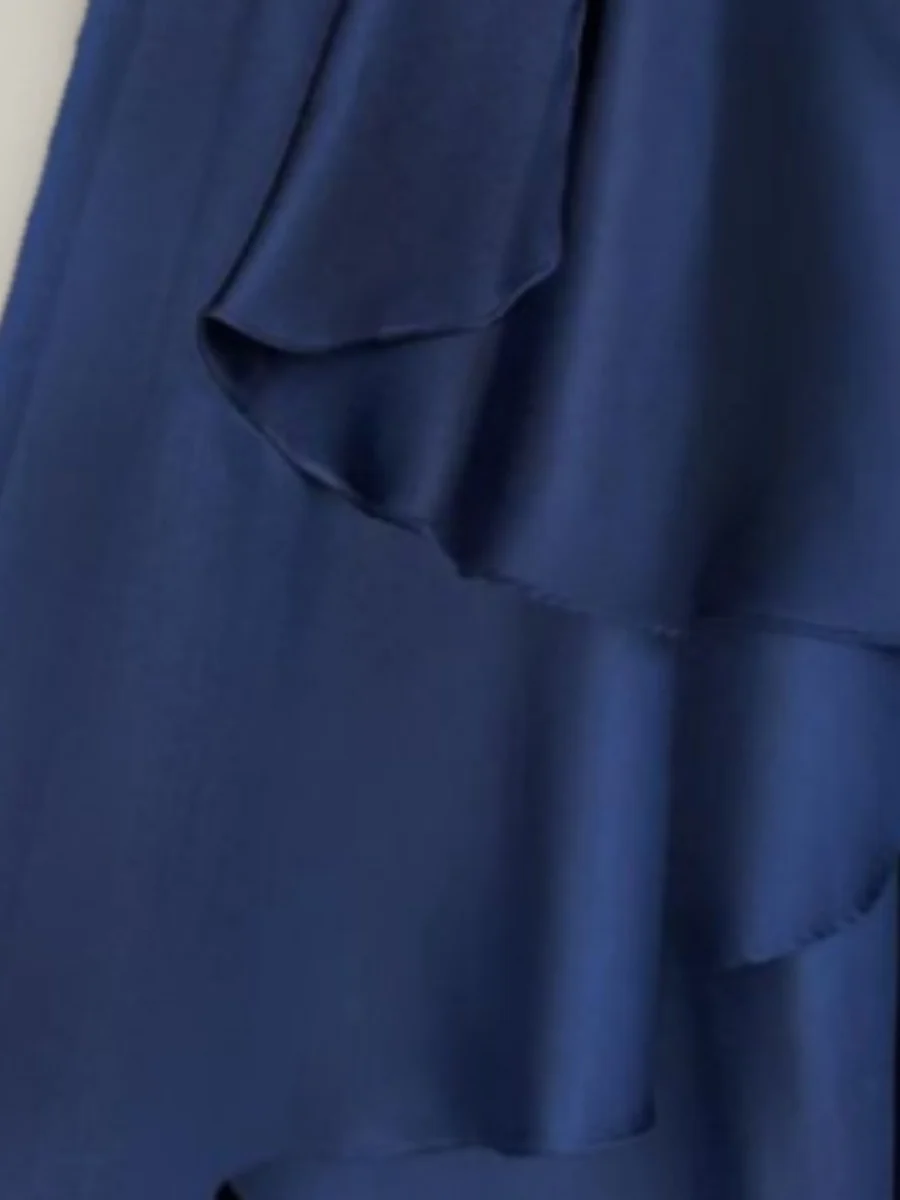 A-line/Princess Strapless Sleeveless Ruched Asymmetrical Wedding Guest Dresses with Ruffles - QUGEX