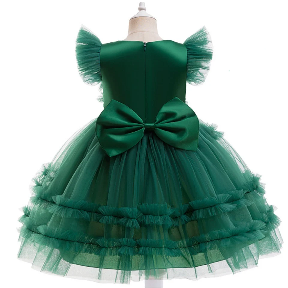 Ball-Gown Scoop Neck Short Sleeves Knee-Length Flower Girl Dress with Lace - QUGEX