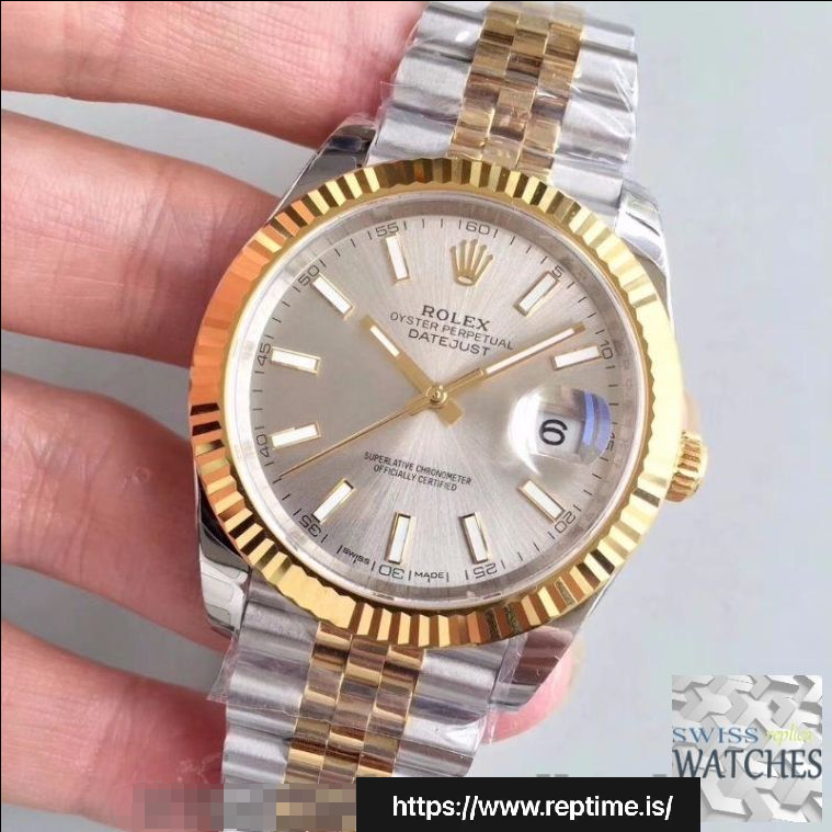 ROLEX DATEJUST SILVER DIAL SAPPHIRE CRYSTAL 41MM SWISS REPLICA m126333.0004