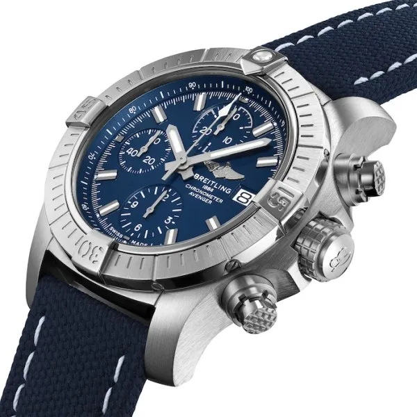 Breitling Avenger Men Automatic Blue Leather Watch A13385101C1X2