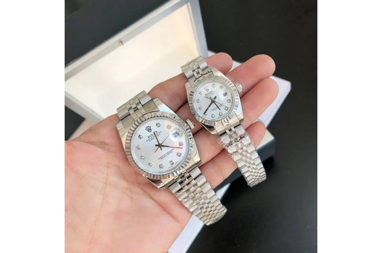 Couple Watches Rolex Datejust 36/28mm SS/SS Jub Sliver/Dia