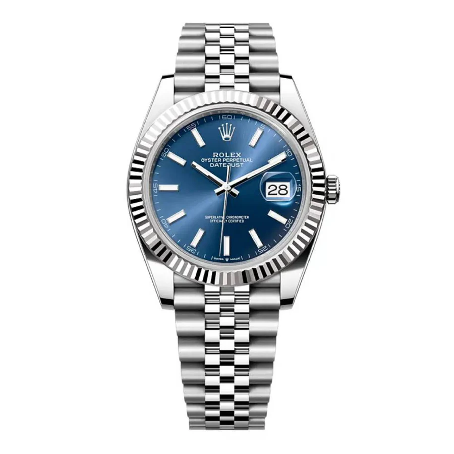 Rolex Datejust 41 White Gold/Steel Blue Dial Fluted Bezel 126334 (Jubilee)