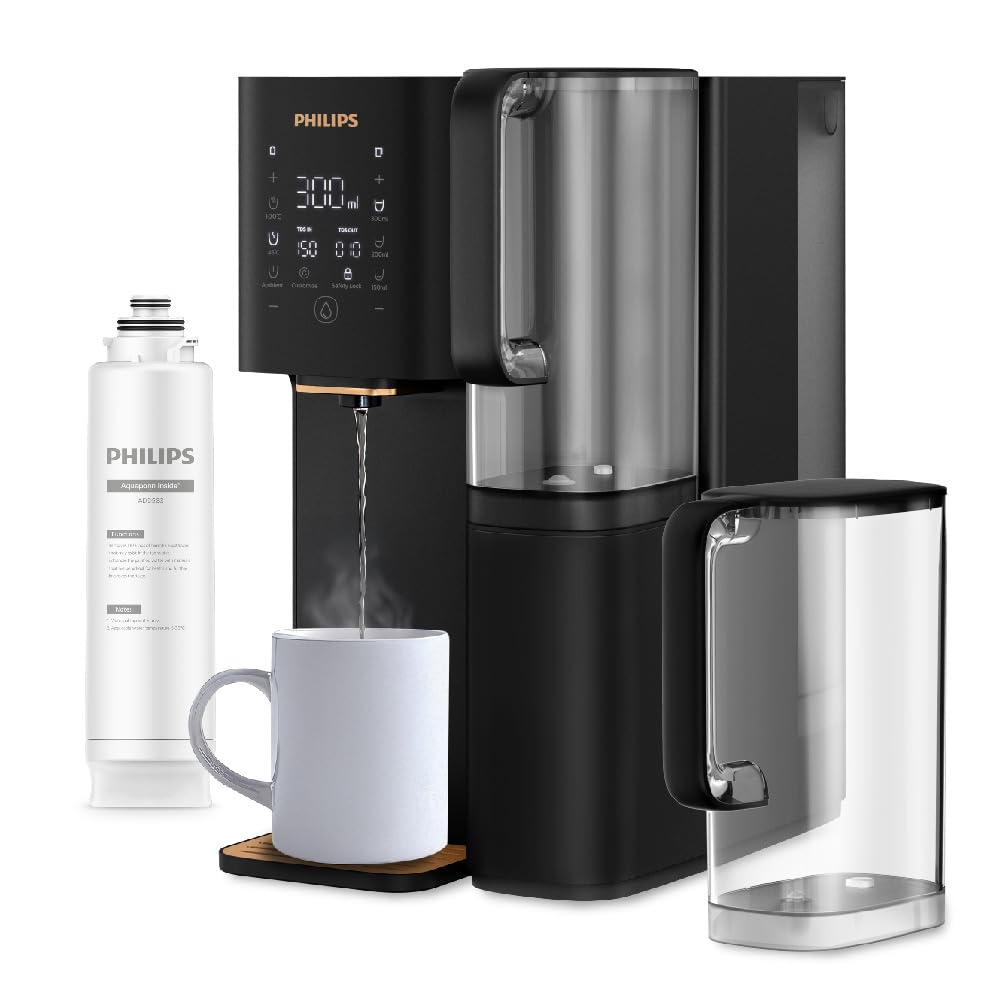 Philips Stacja Wody z Odwróconą Osmozą ADD6920Bk/10, Technologia Aquaporin Inside, Eliminuje do 110 Substancji, Natychmiastowe Podgrzewanie, Roczna Żywotność Filtra