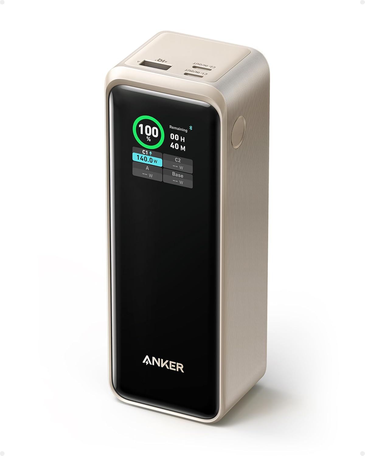 Anker Prime power bank 27650 mAh 250W w zestawie baza ładująca, szybkie ładowanie, kompaktowa przenośna ładowarka do podróży, kontrola aplikacji, kompatybilny z MacBook, iPhone, iPad i innymi