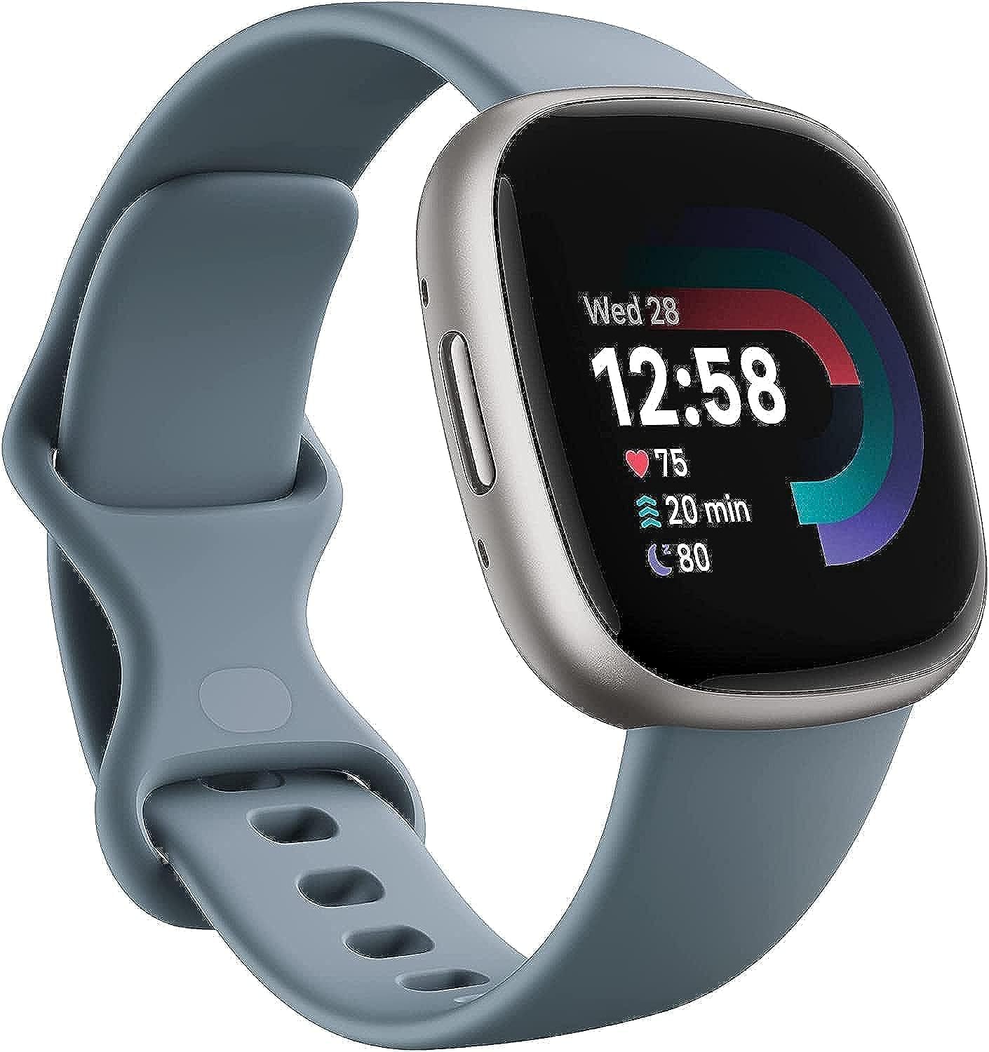 Fitbit Versa 4: Smartwatch aktywnosci fitness z wbudowanym systemem GPS, oraz z żywotnością baterii aż do 6 dni. Kompantybilny z systemem iOS & Android