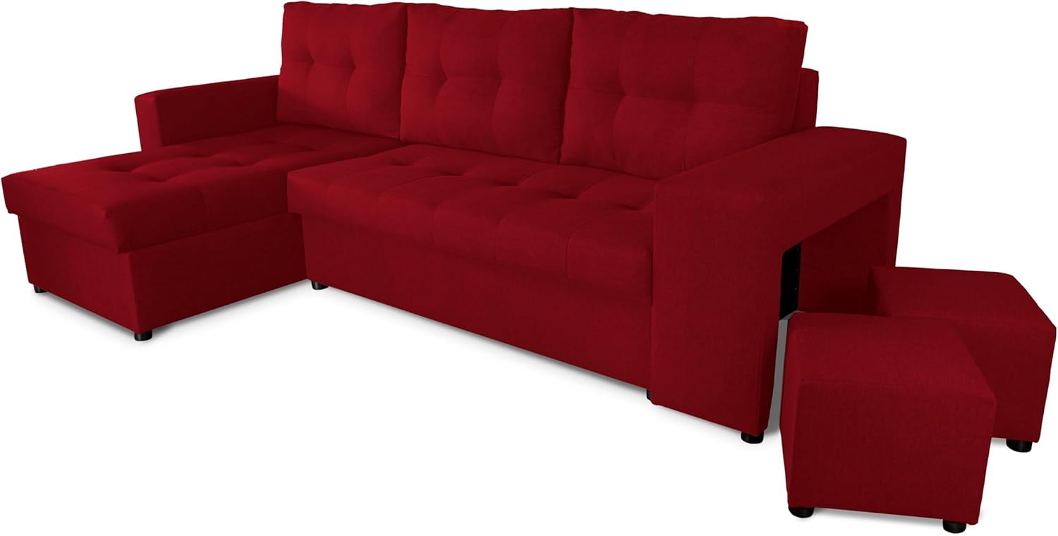 NAWSTOL - Sofa narożna Leon z funkcją spania i skrzynią na pościel – nowoczesna sofa do salonu – możliwość montażu z lewej lub prawej strony (szara + biała sztuczna skóra)