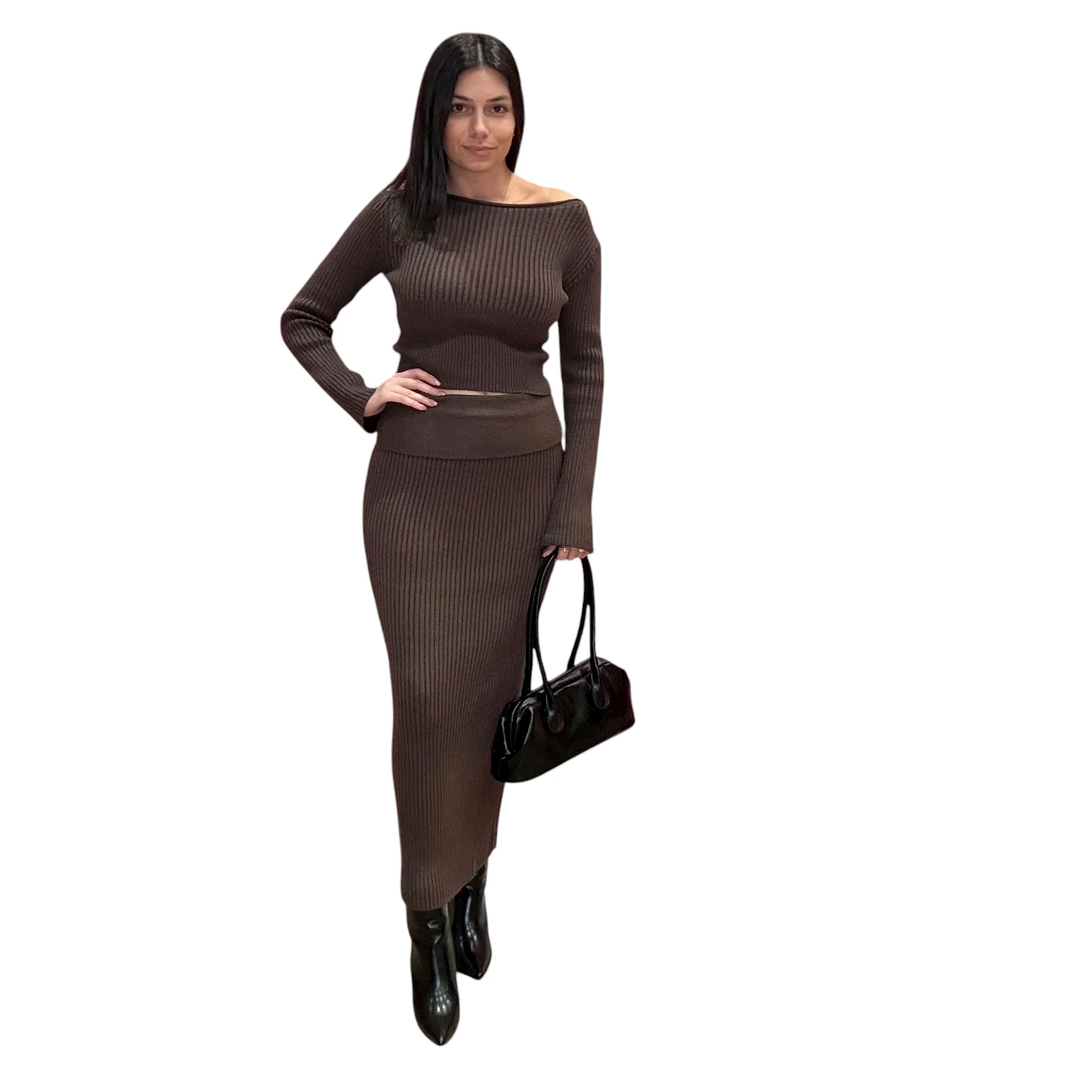 Espresso Knit Maxi Skirt Set