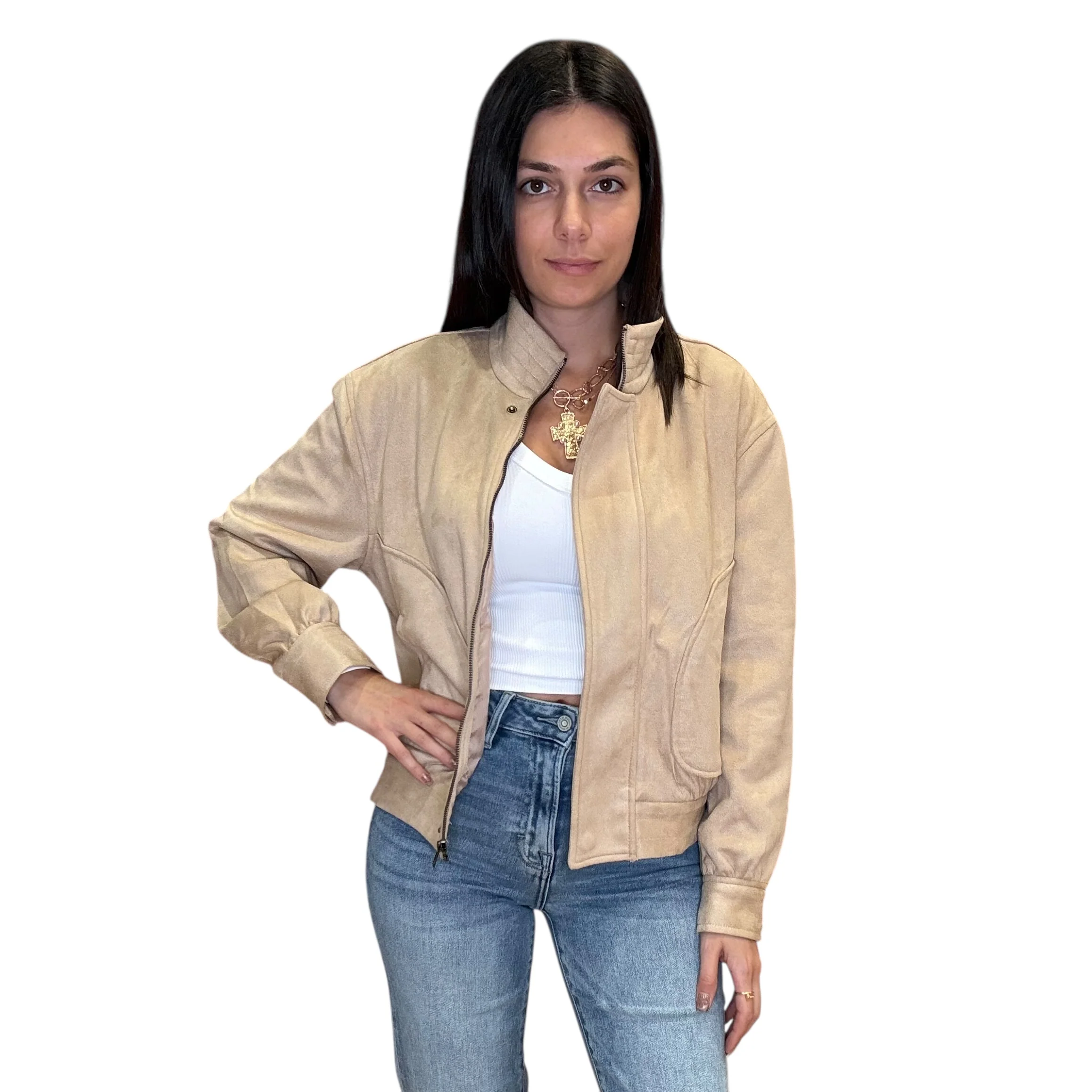 Taupe Suede Pocket Jacket