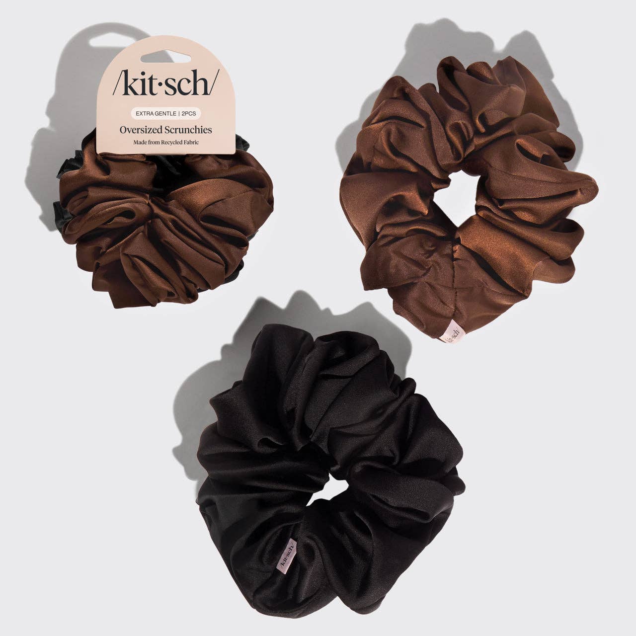 Kitsch Black and Chocolate Oversized Scrunchies