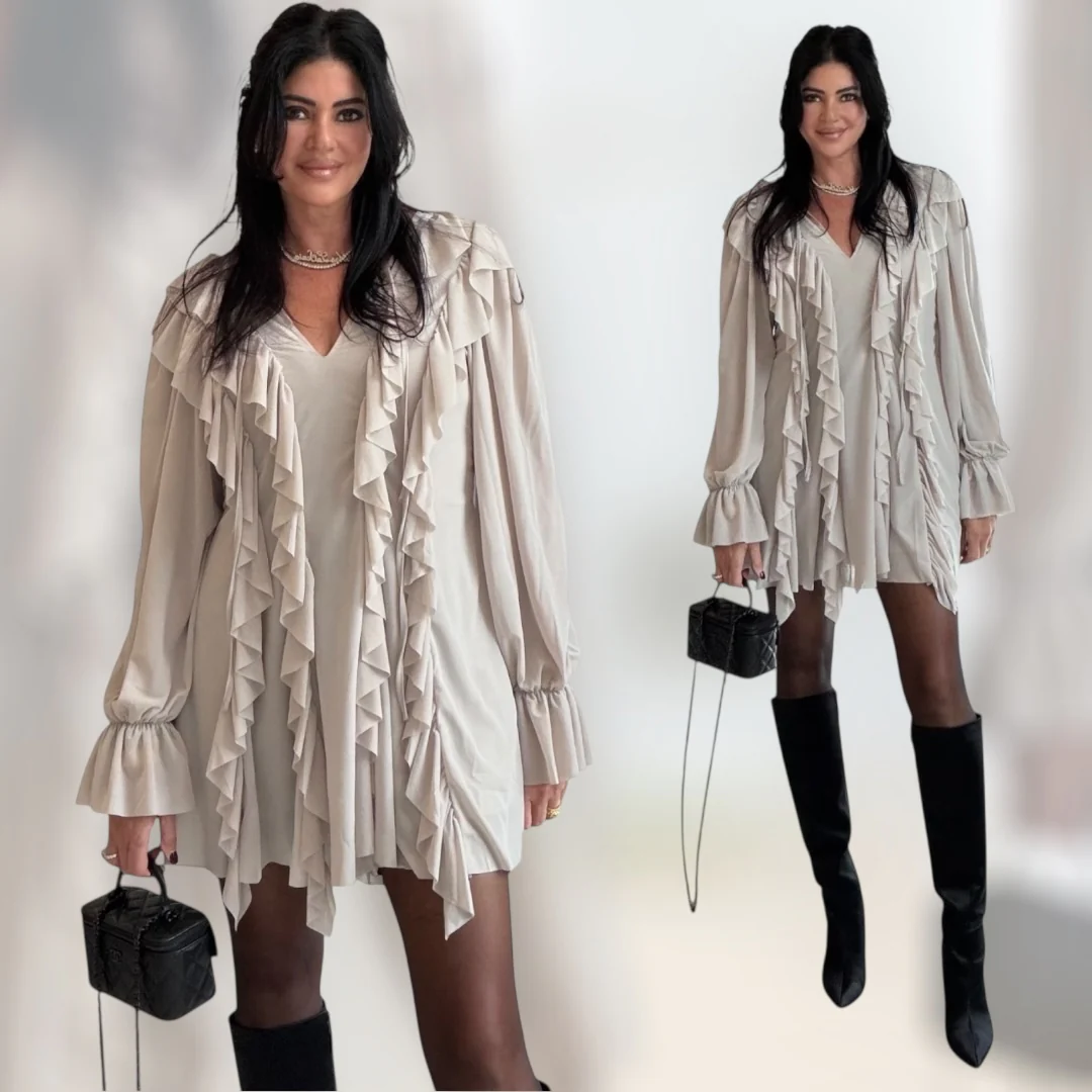 Cascading Ruffle Romper – Stone