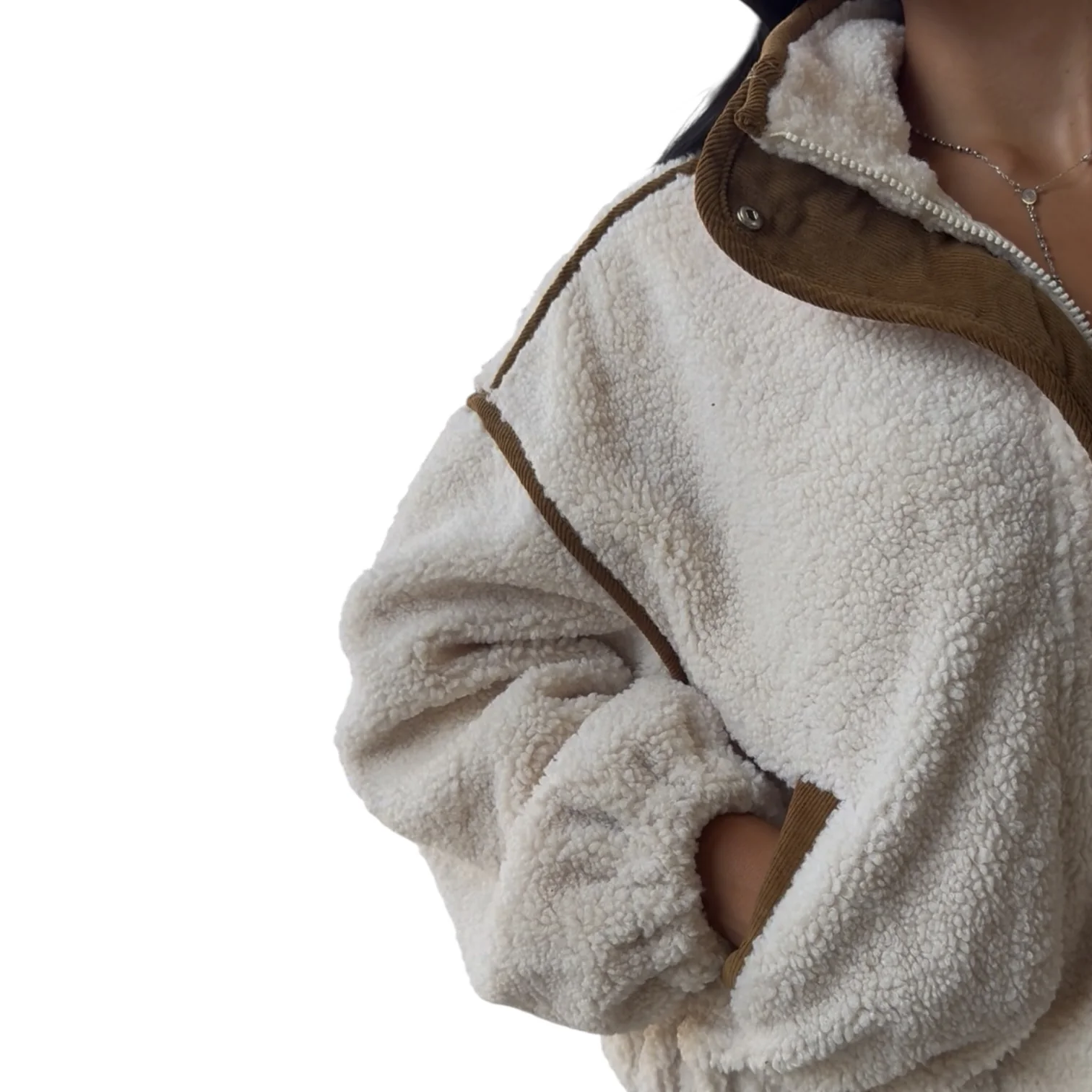 Cream Sherpa Zip Jacket