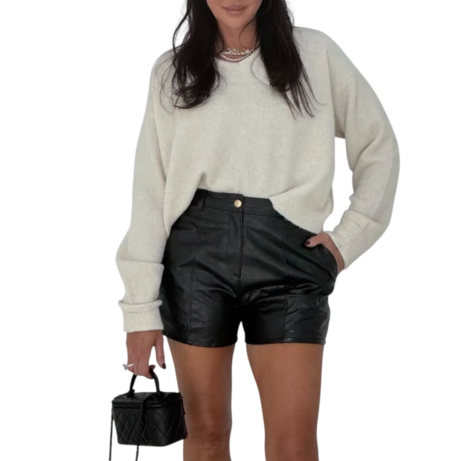 Black Faux Leather Shorts