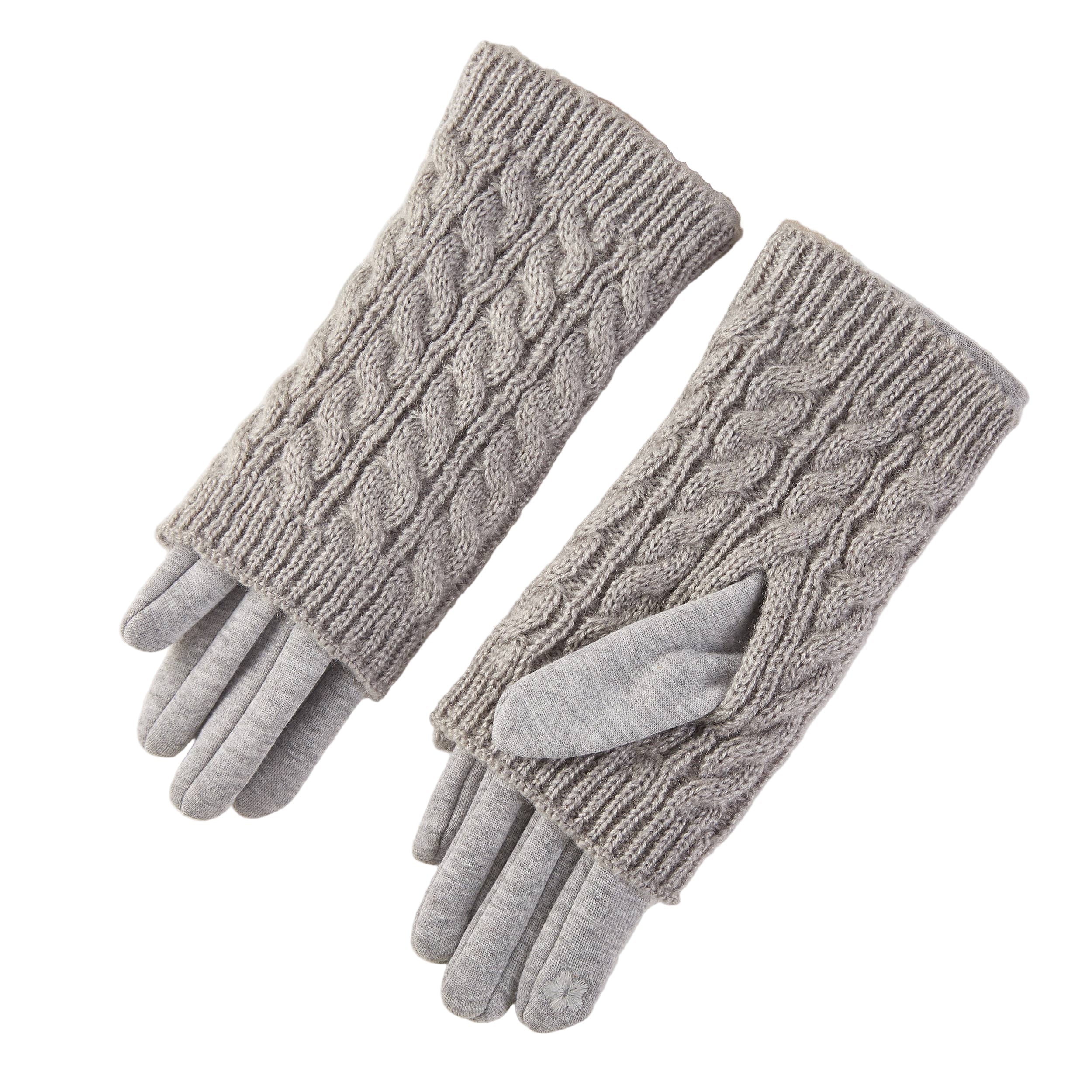 3-in-1 Cable Knit Textured Winter Gloves