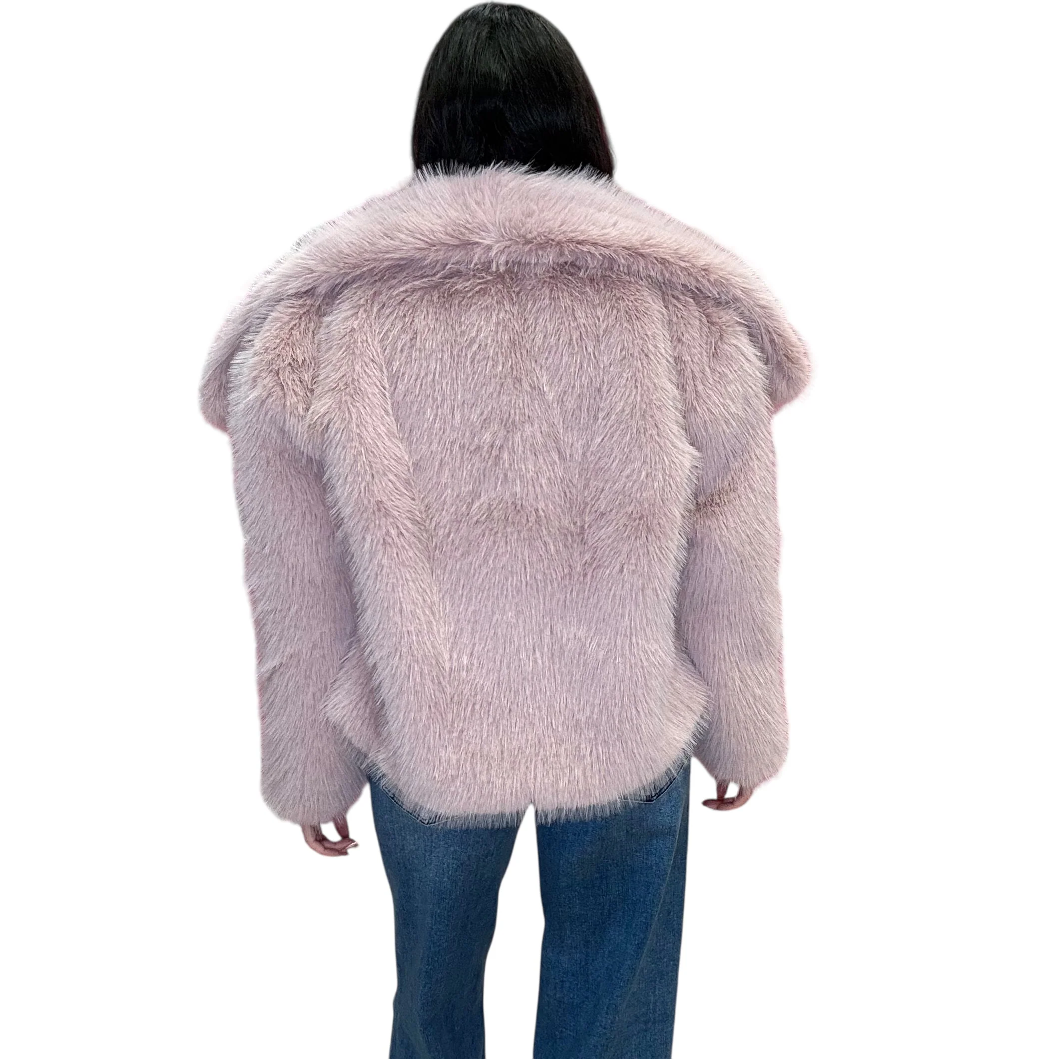 Luxe Cozy Faux Fur Coat - Pink - Astrid