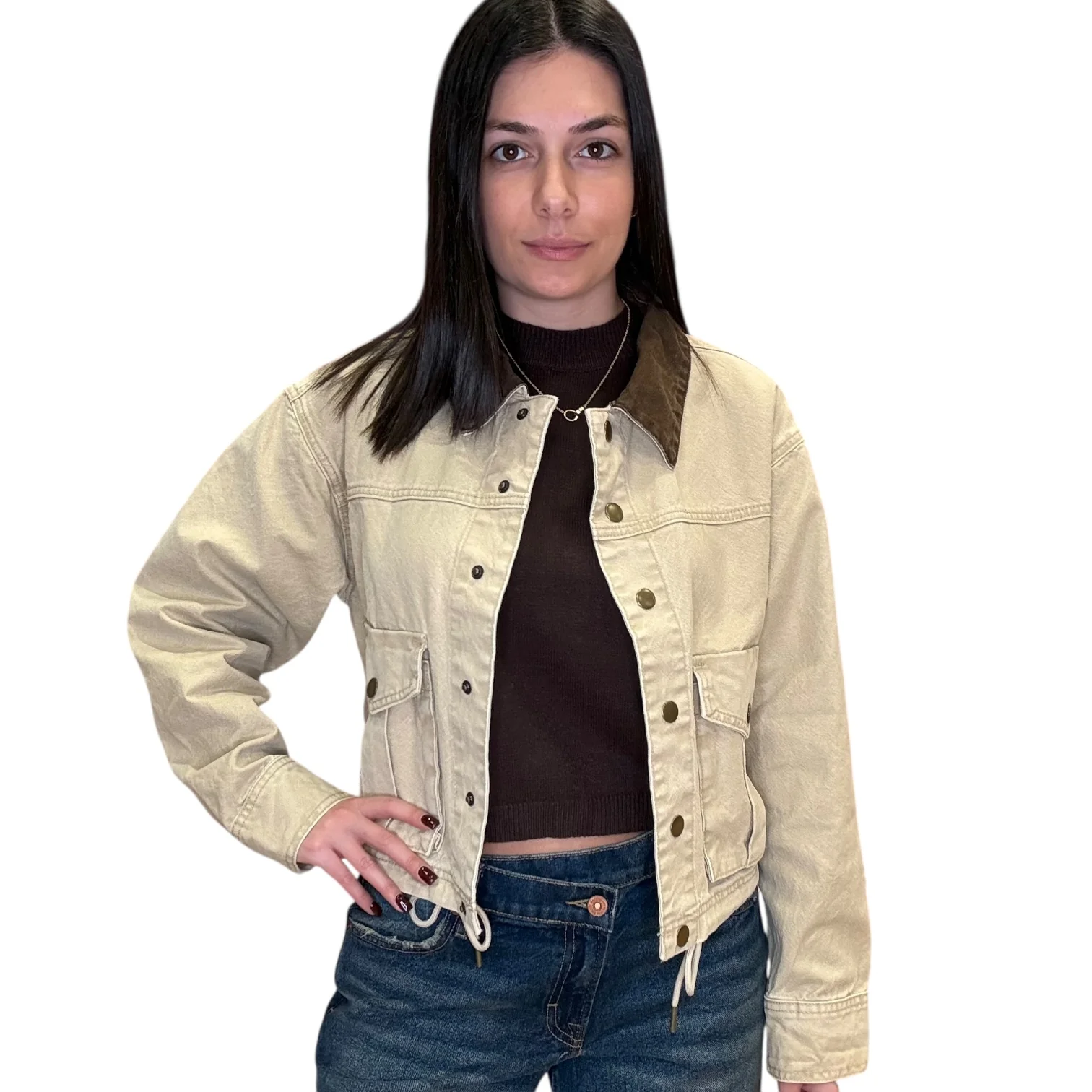 Beige Contrast Utility Jacket