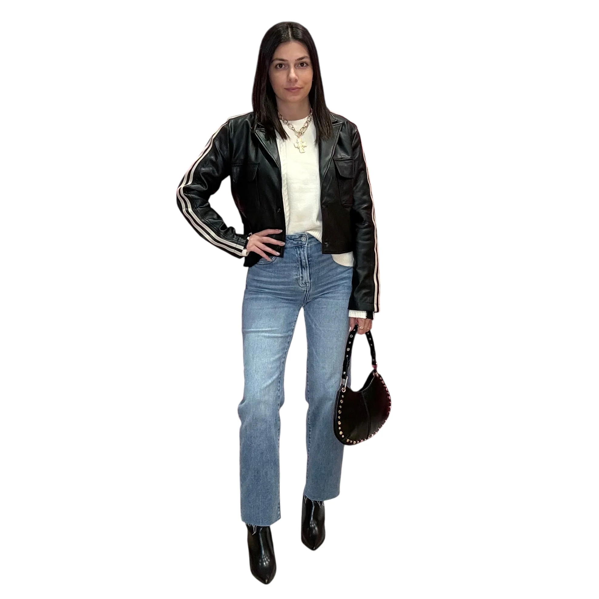 Vegan Leather Cropped Bomber Jacket