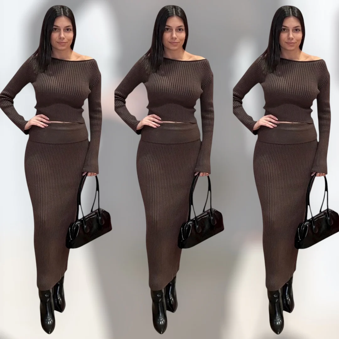 Espresso Knit Maxi Skirt Set