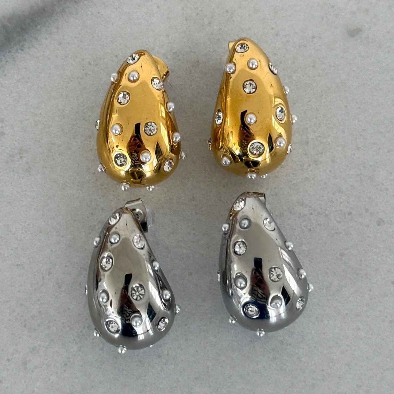 Silver Rhinestone Drop Earrings