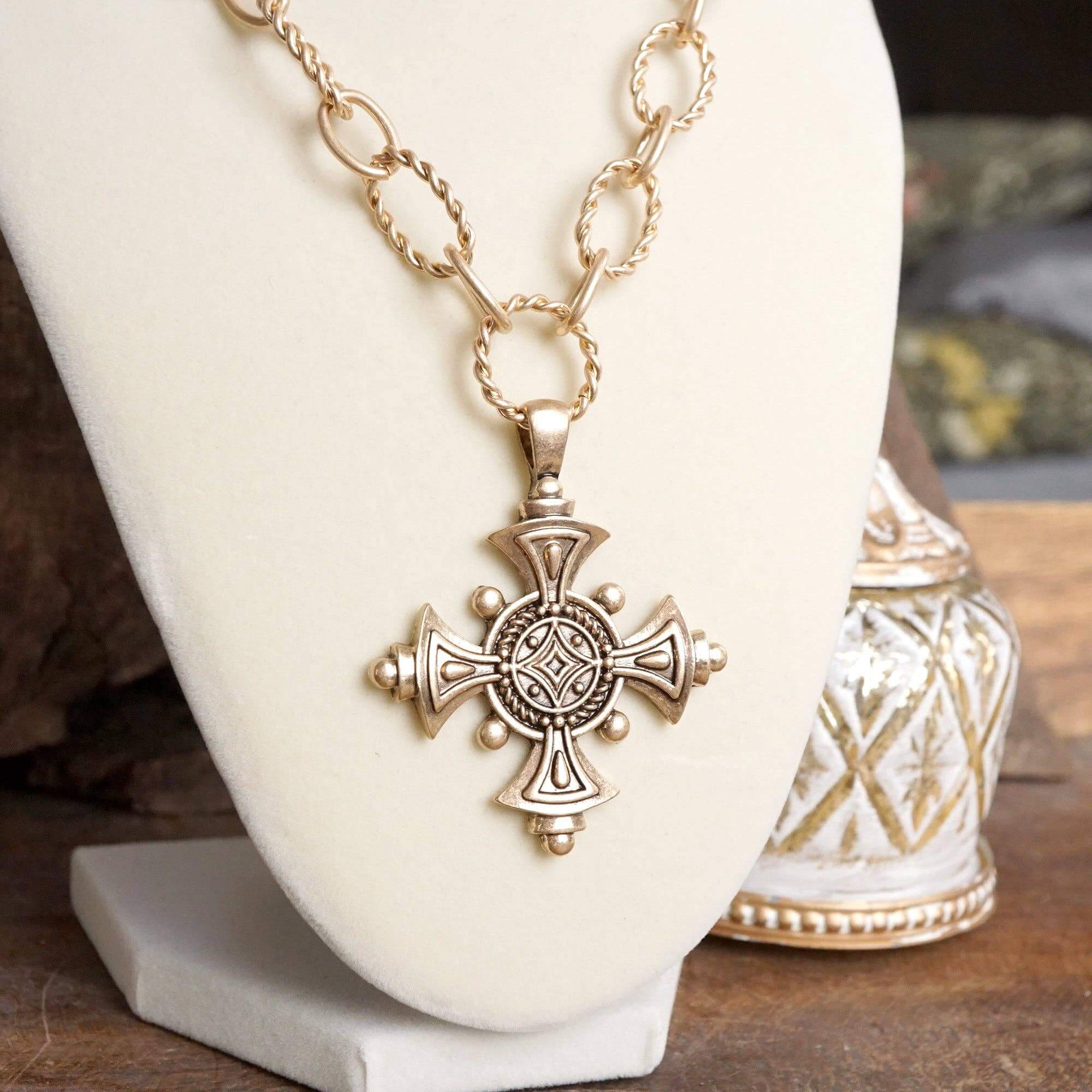Vintage Glory Cross Pendant Necklace