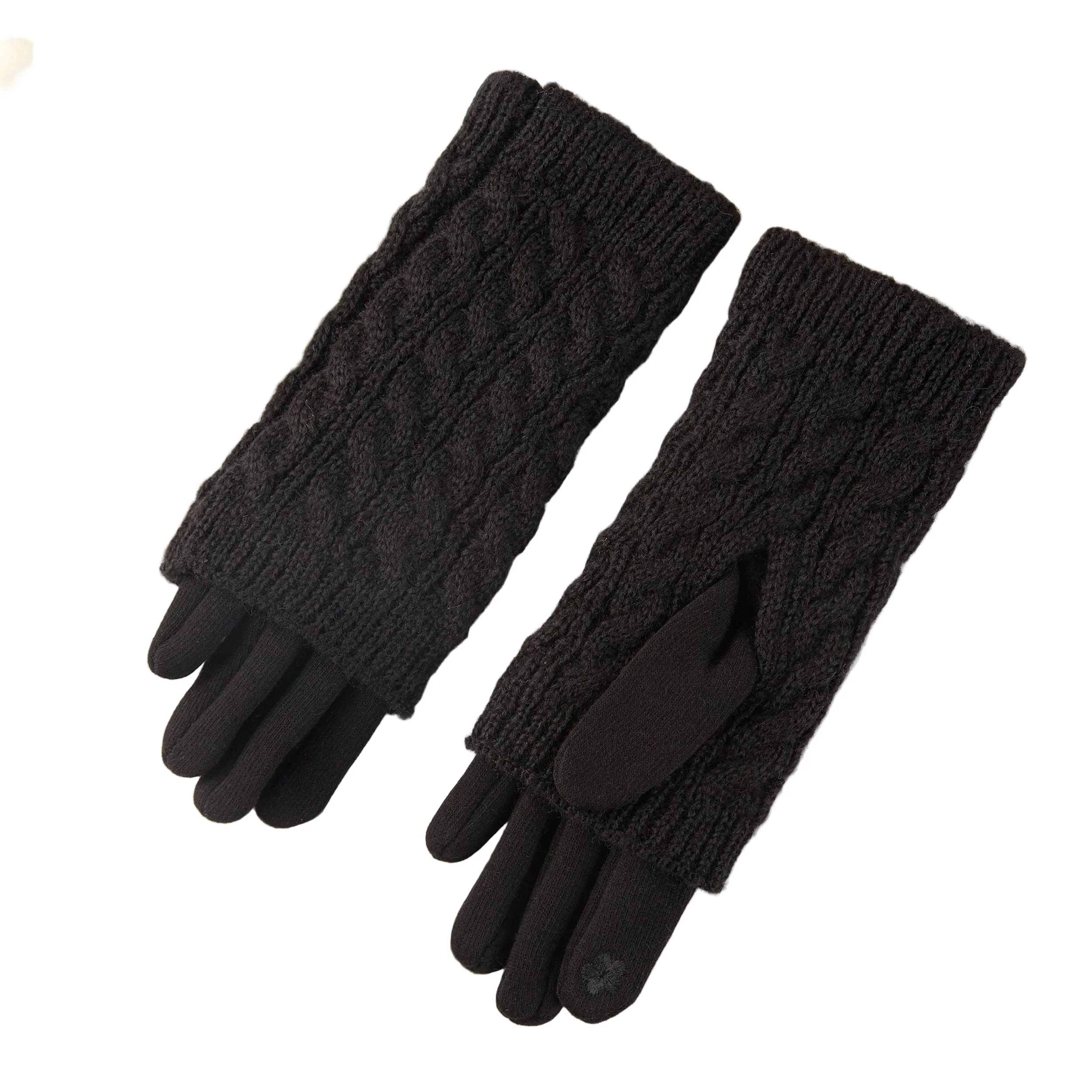 3-in-1 Cable Knit Textured Winter Gloves