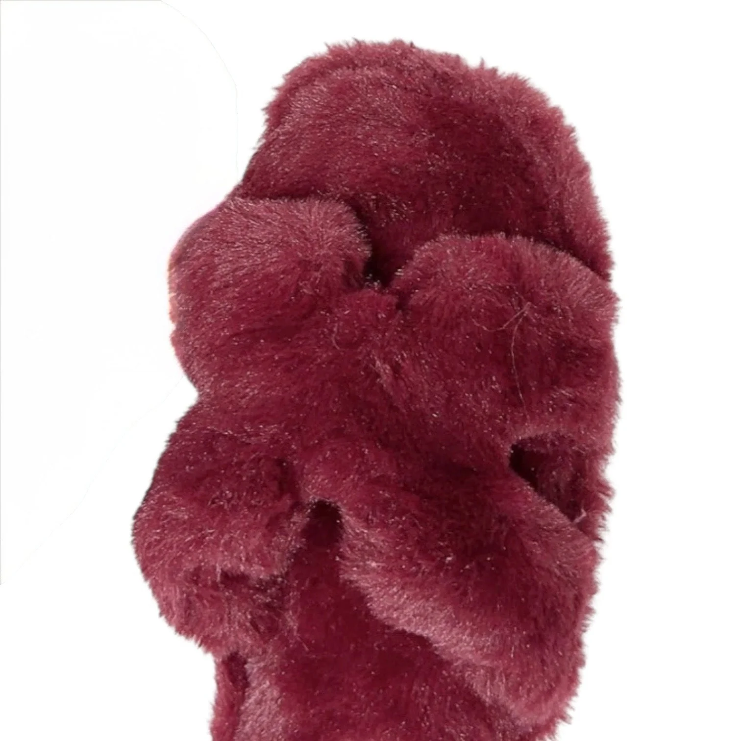 Cozy Furry Slide Sandals - Burgundy