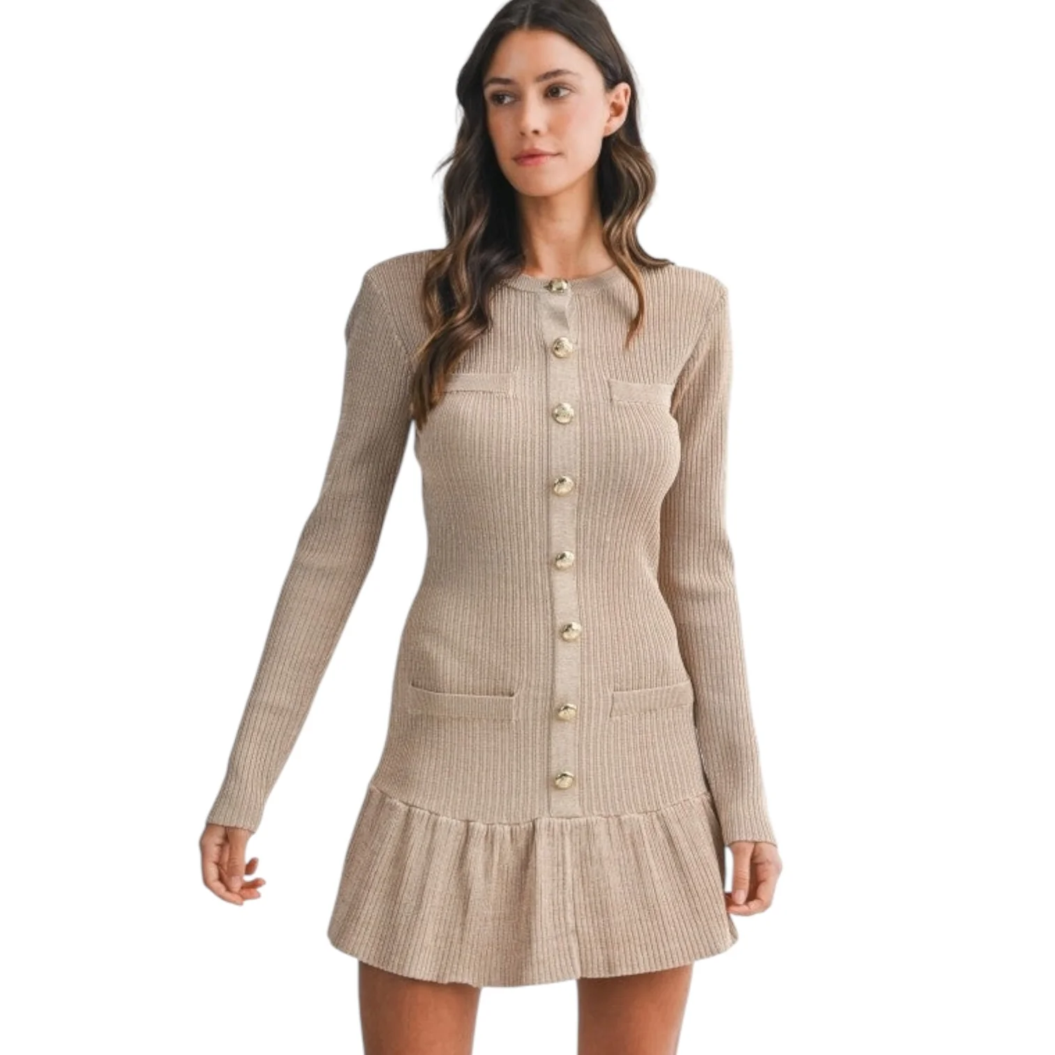 Latte Luxe Ribbed Mini Dress