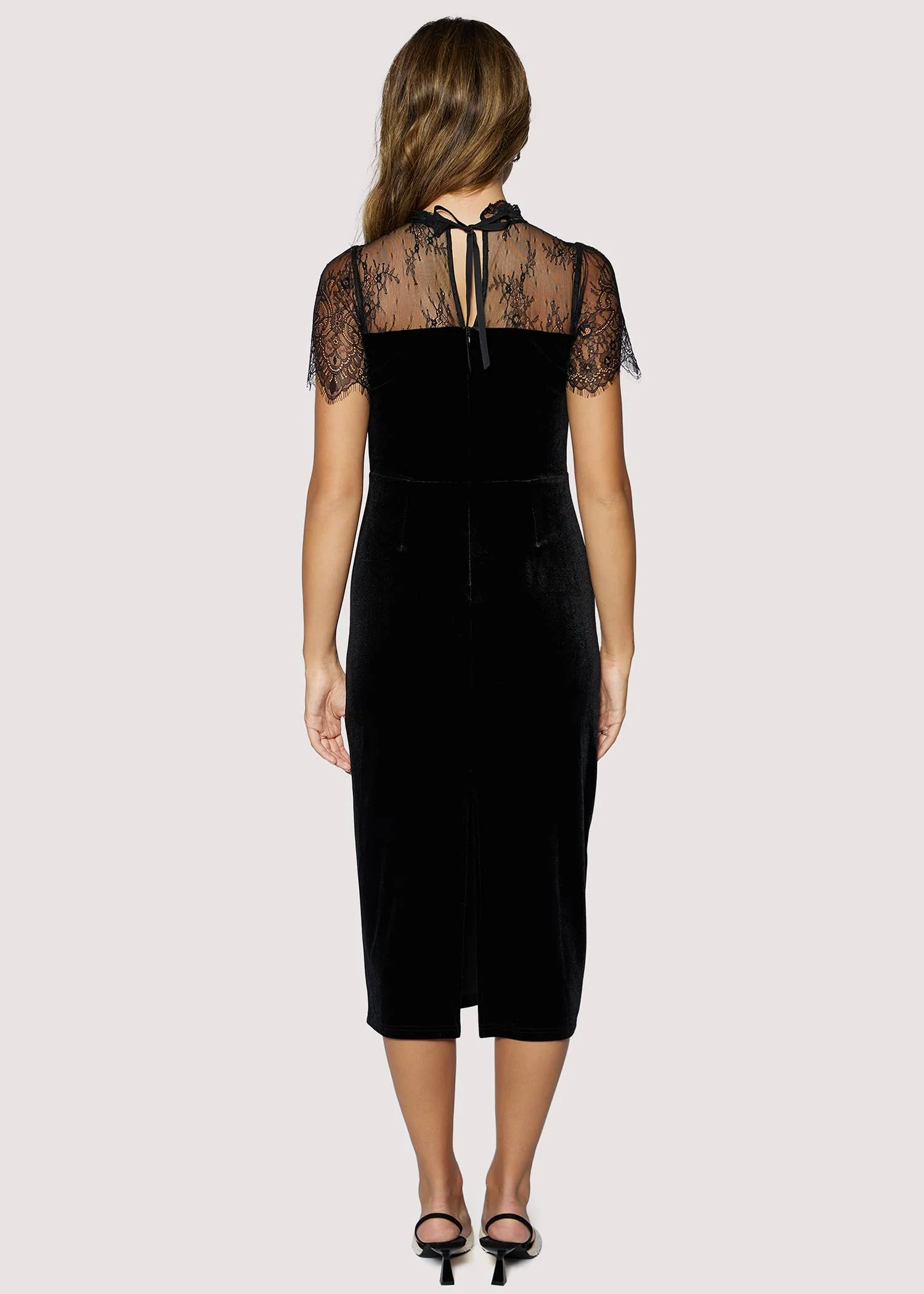 Holiday Velvet Lace Midi Dress