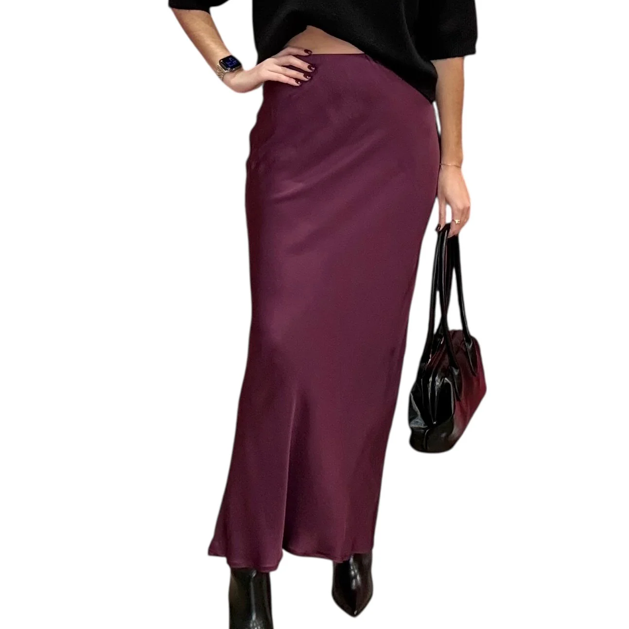 Sangria Satin Maxi Skirt