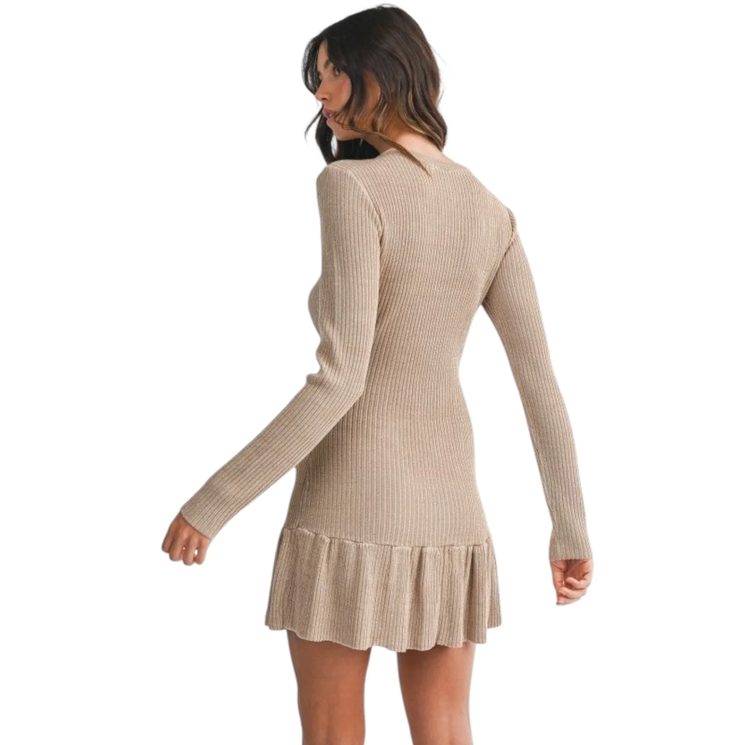 Latte Luxe Ribbed Mini Dress