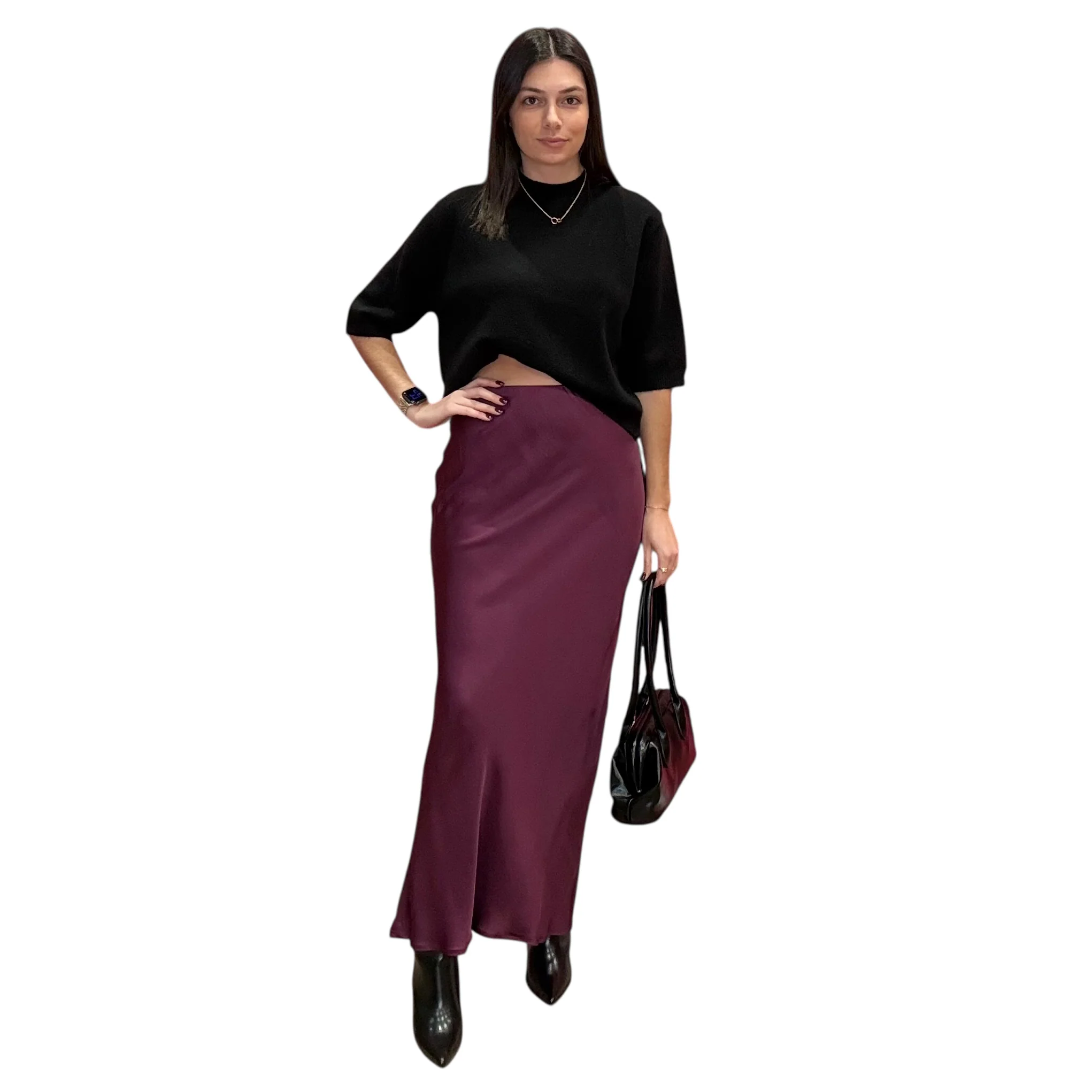 Sangria Satin Maxi Skirt