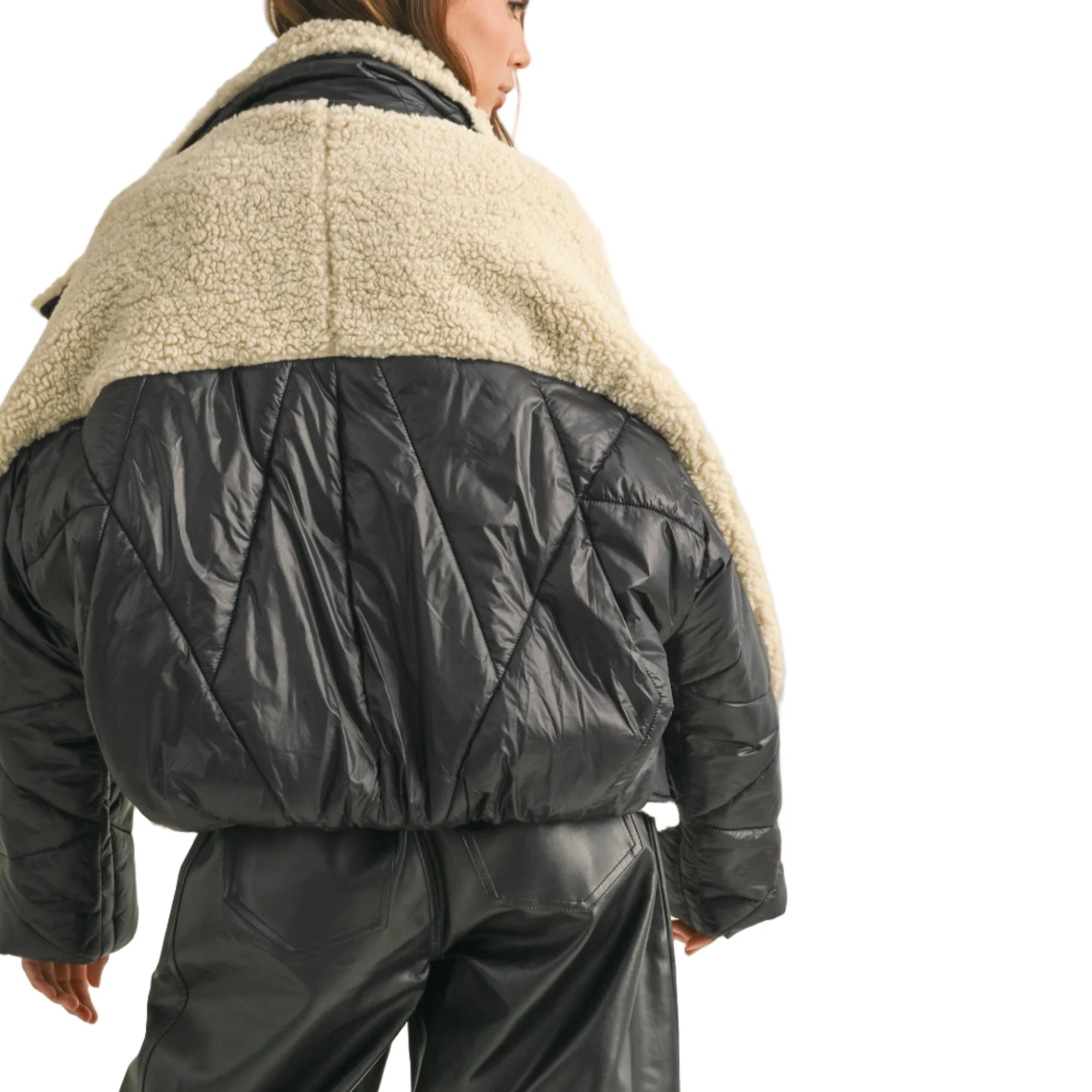 Shearling Trim Quilted Jacket