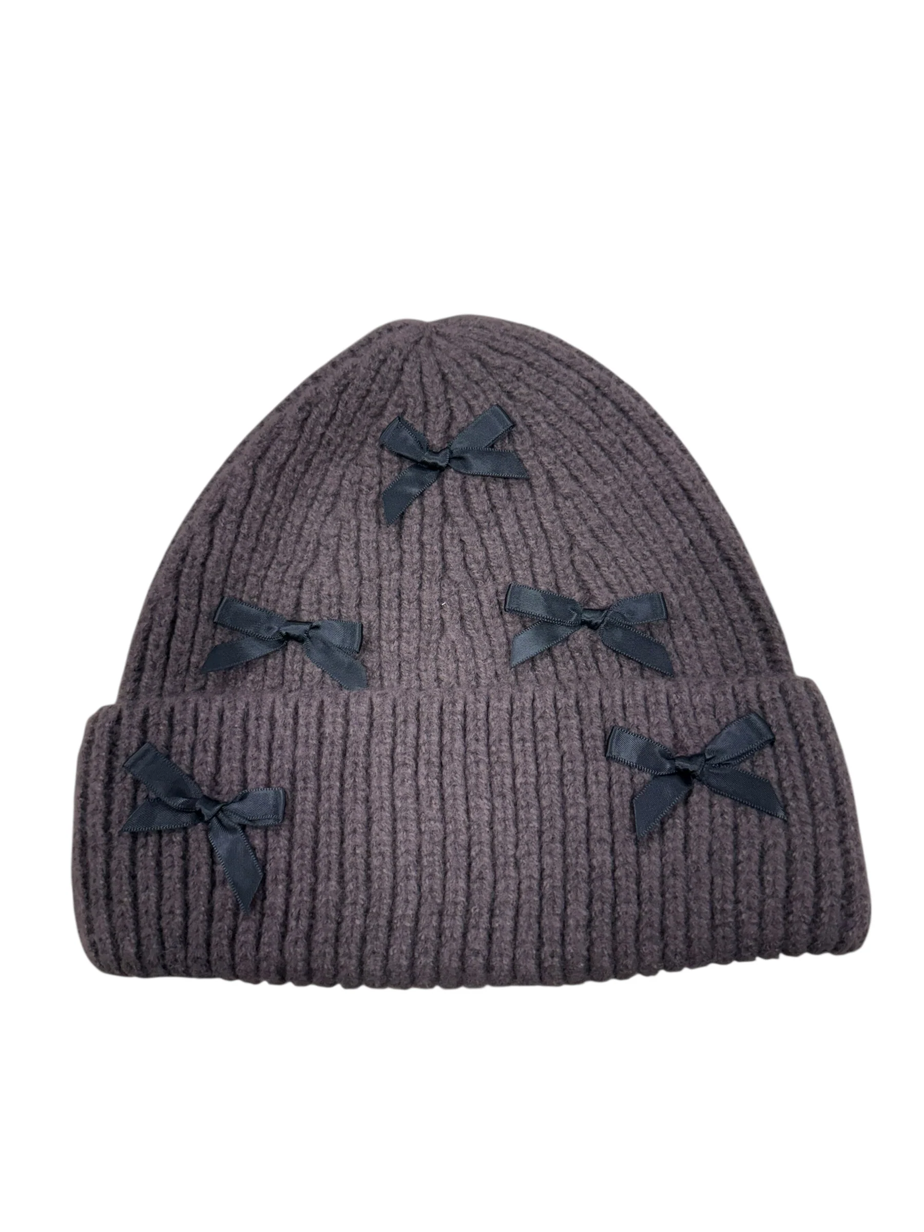 Macchiato Bow Chunky Knit Beanie