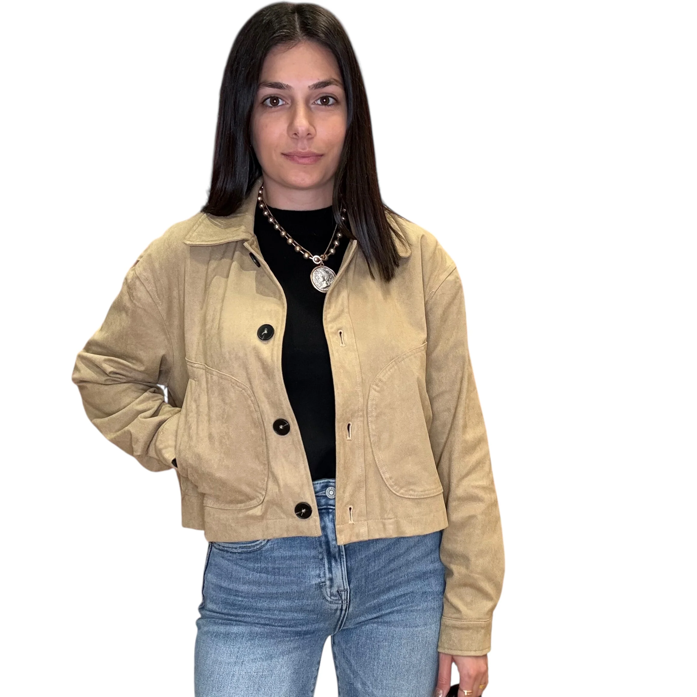 Camel Suede Pocket Jacket