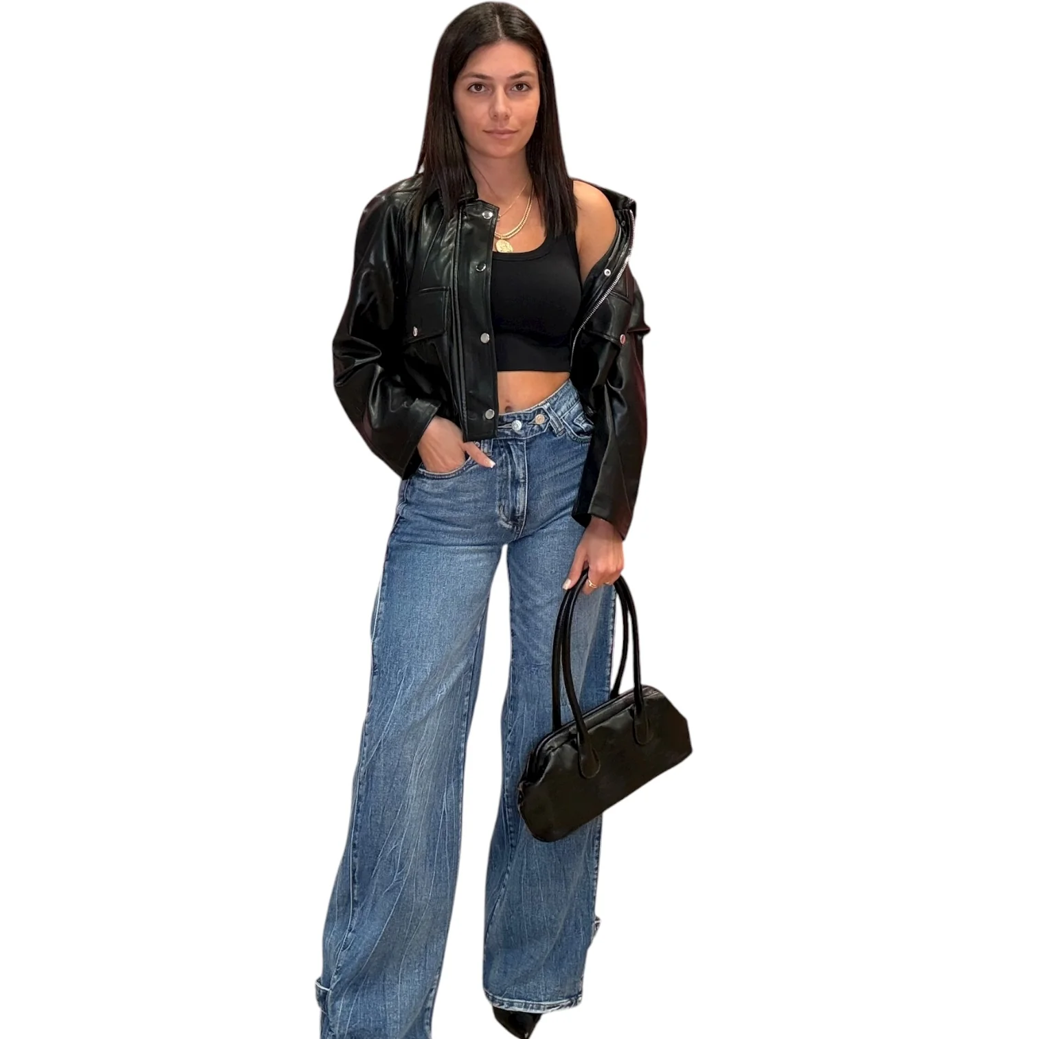 The Lowe Cropped Jacket - Black Vegan Leather -RbL puppeT