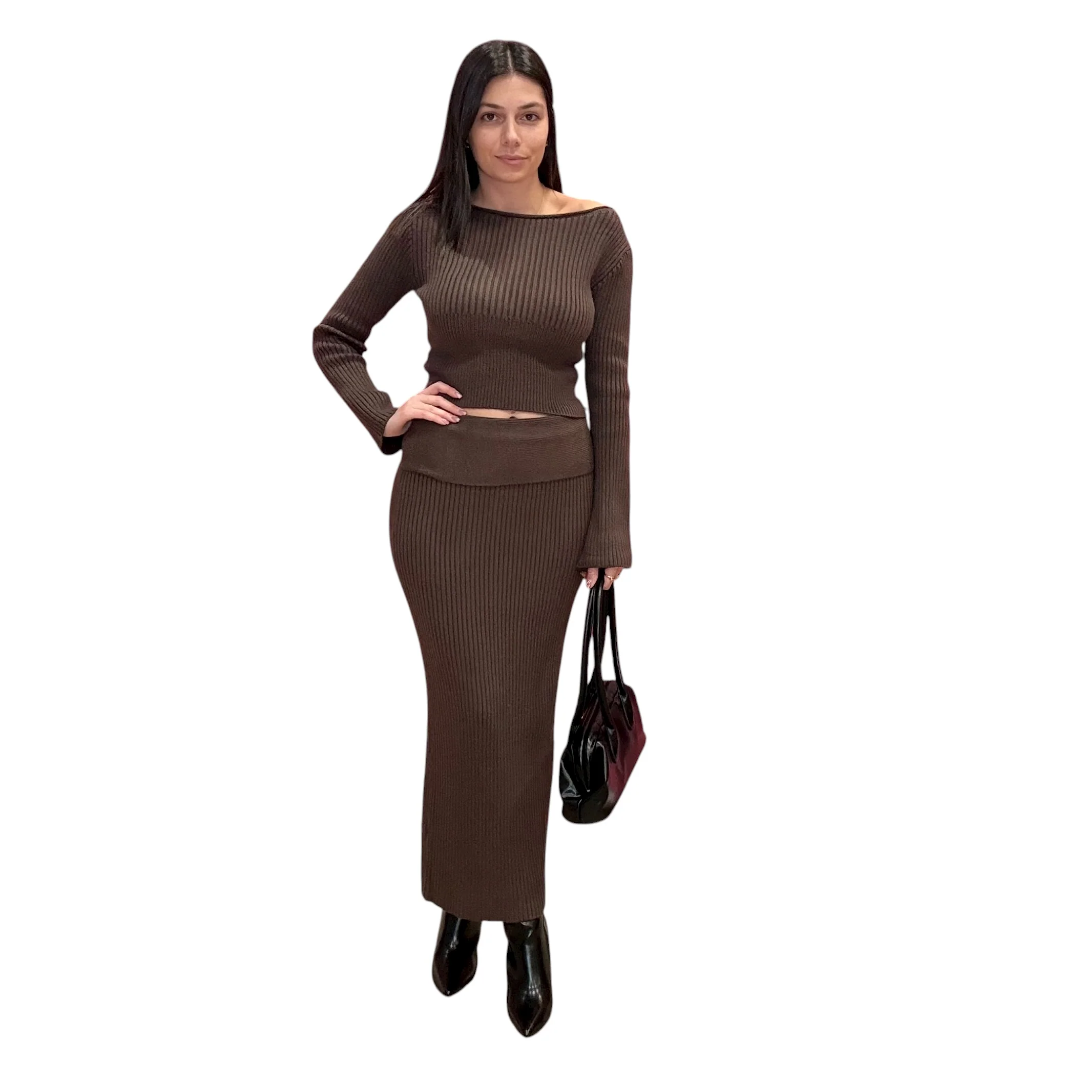 Espresso Knit Maxi Skirt Set