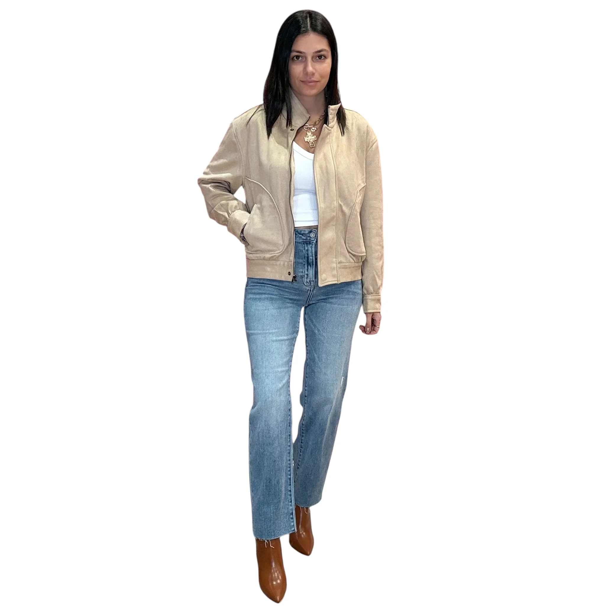 Taupe Suede Pocket Jacket