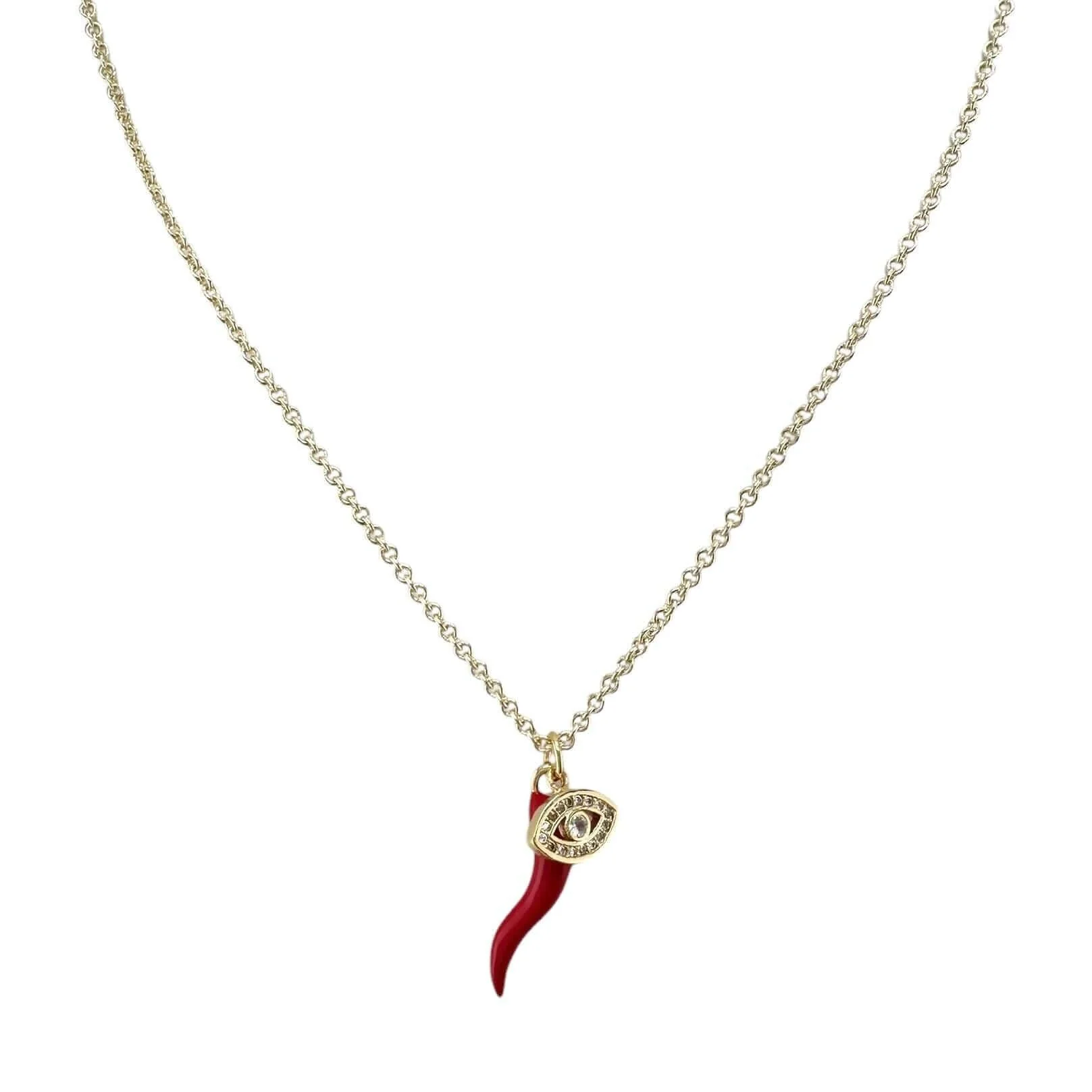 Give ‘Em The Horn Gold Necklace - Red