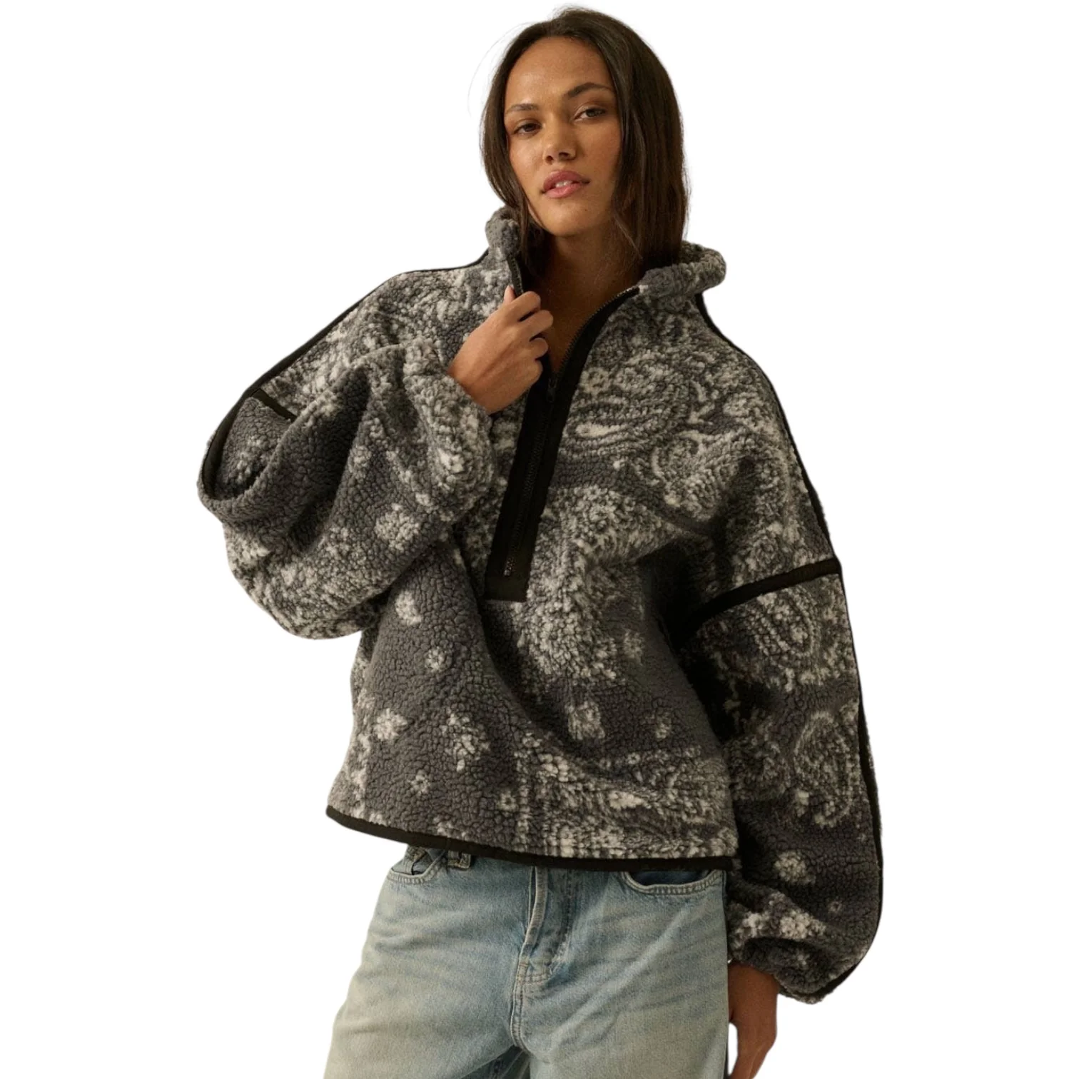 Bandana Sherpa Half-Zip Pullover