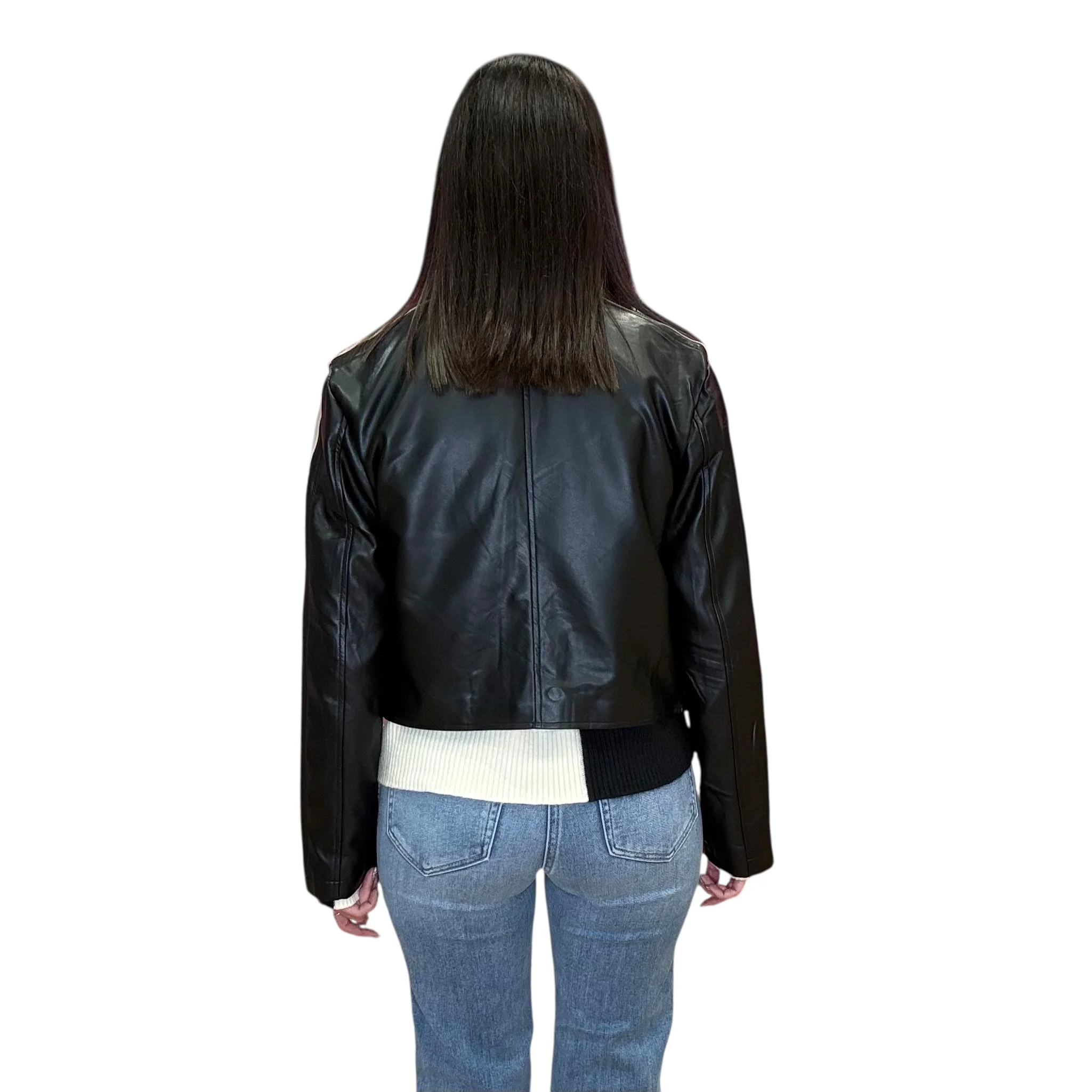 Vegan Leather Cropped Bomber Jacket