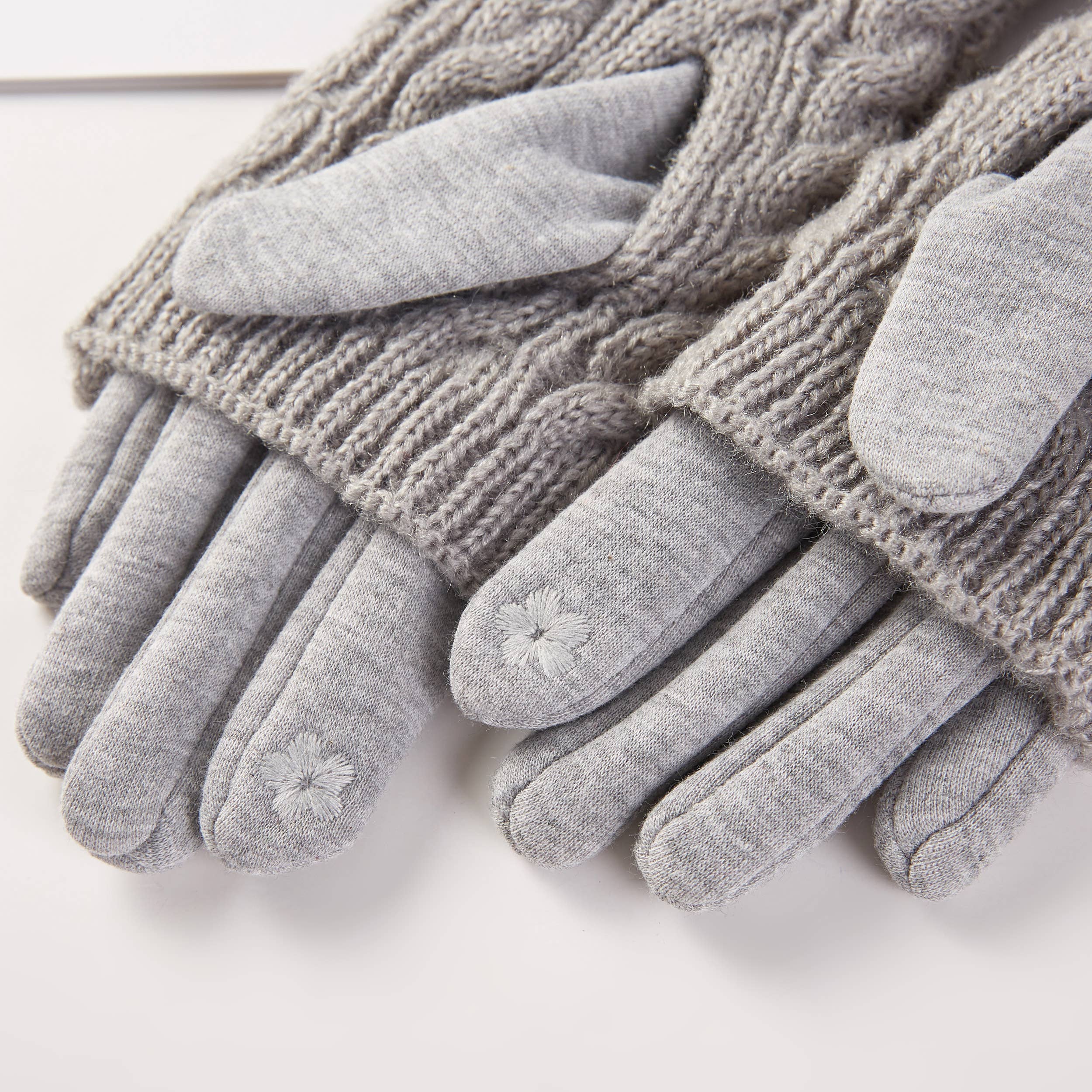 3-in-1 Cable Knit Textured Winter Gloves