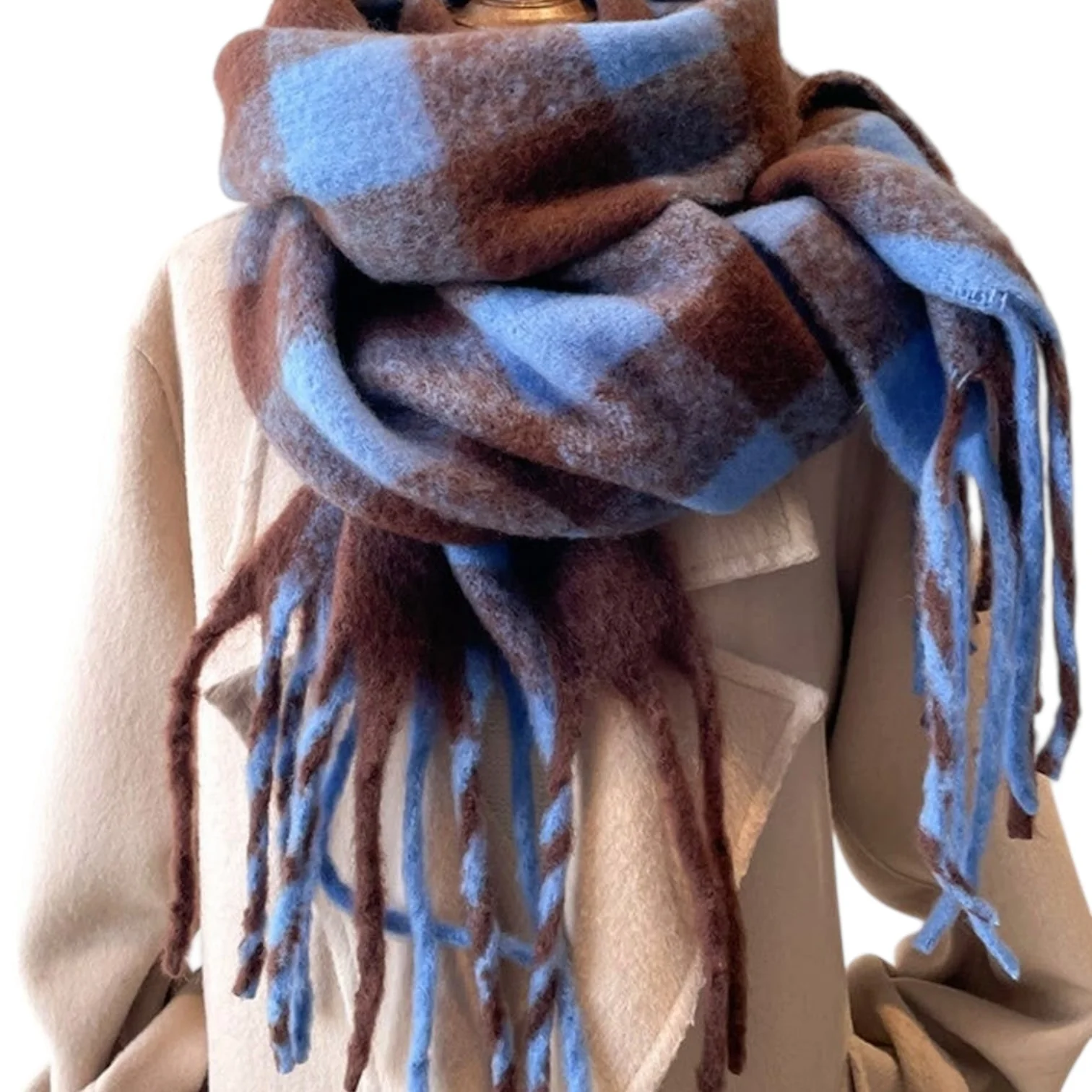 Alpine Check Scarf – Blue
