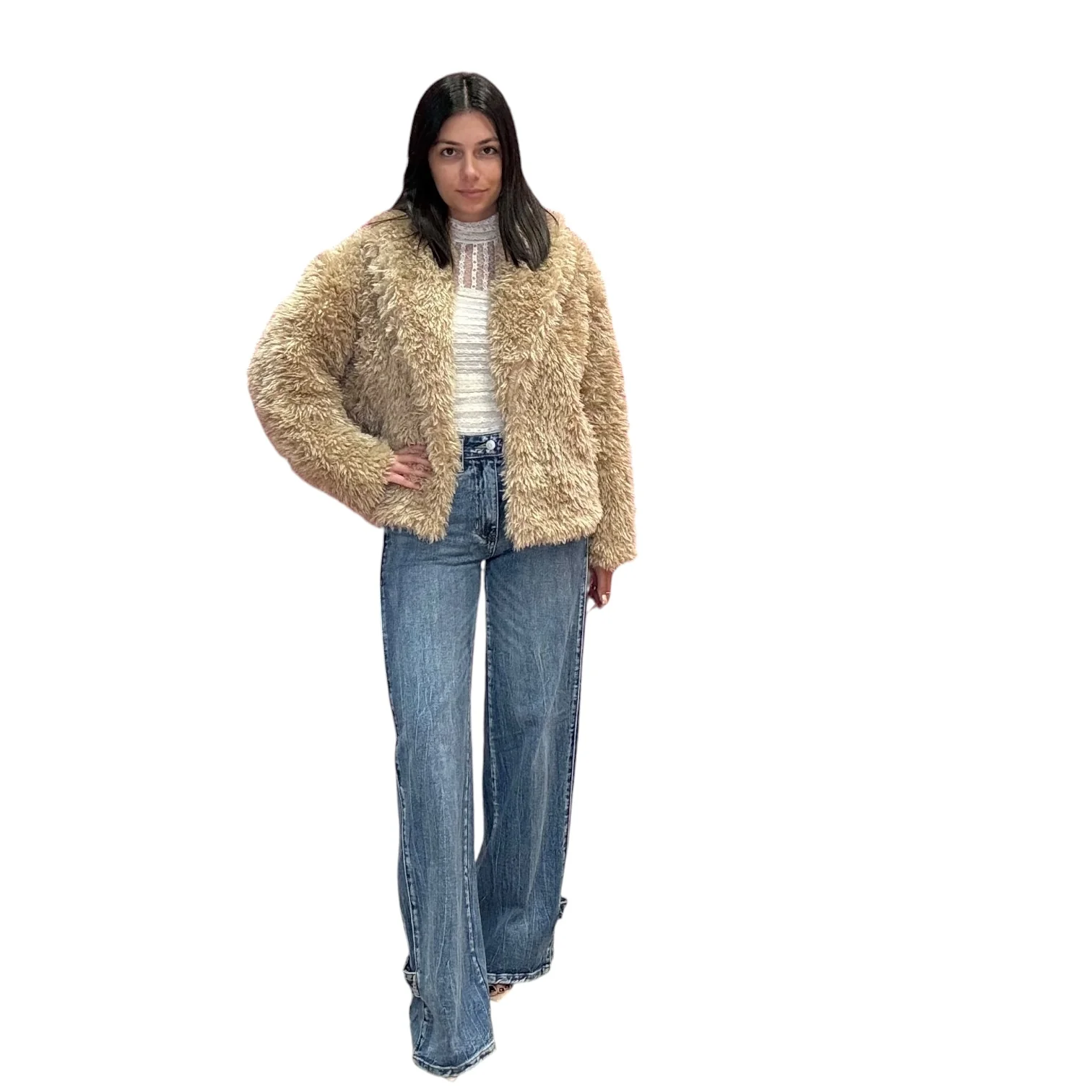 Faux Fur Shawl Collar Jacket