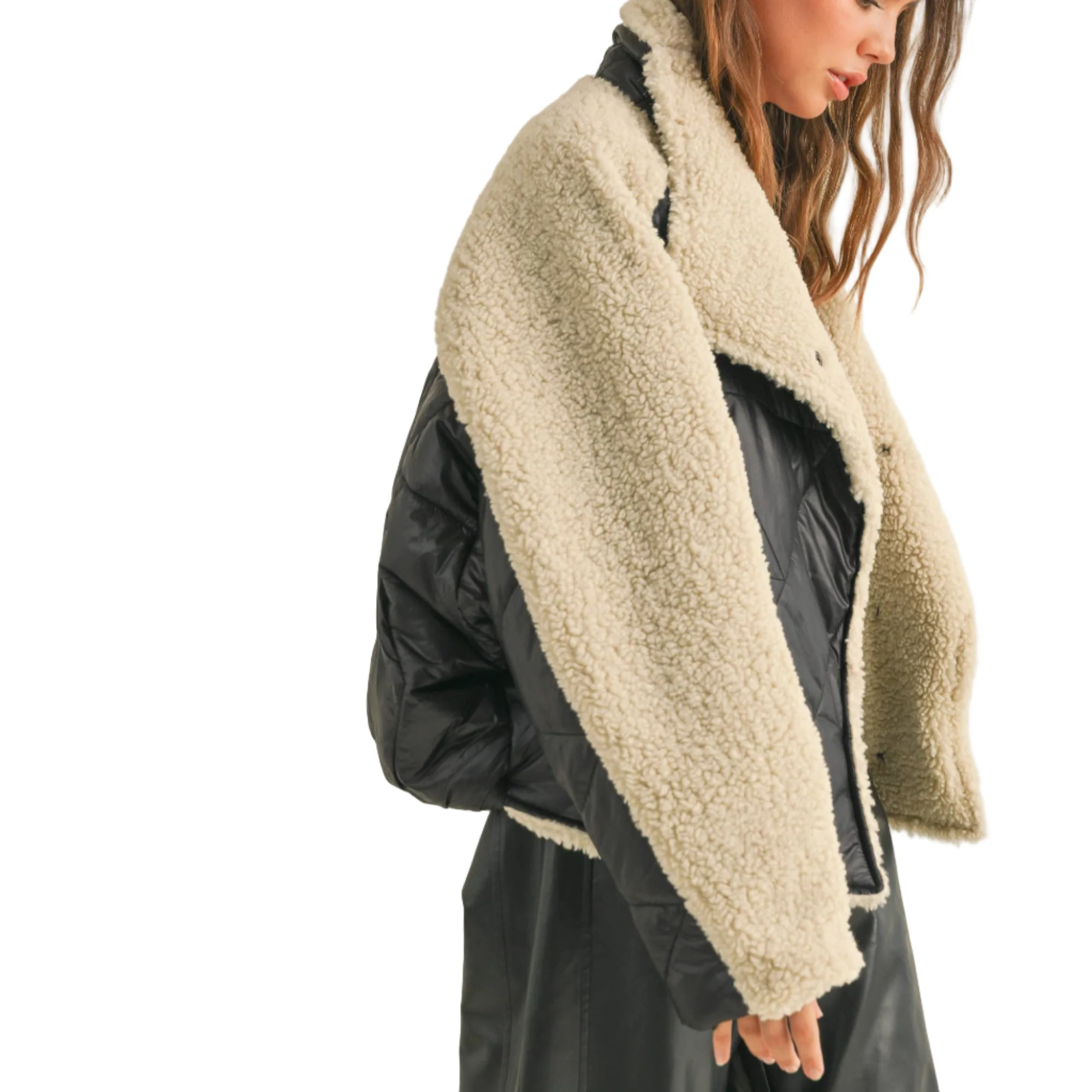 Shearling Trim Quilted Jacket