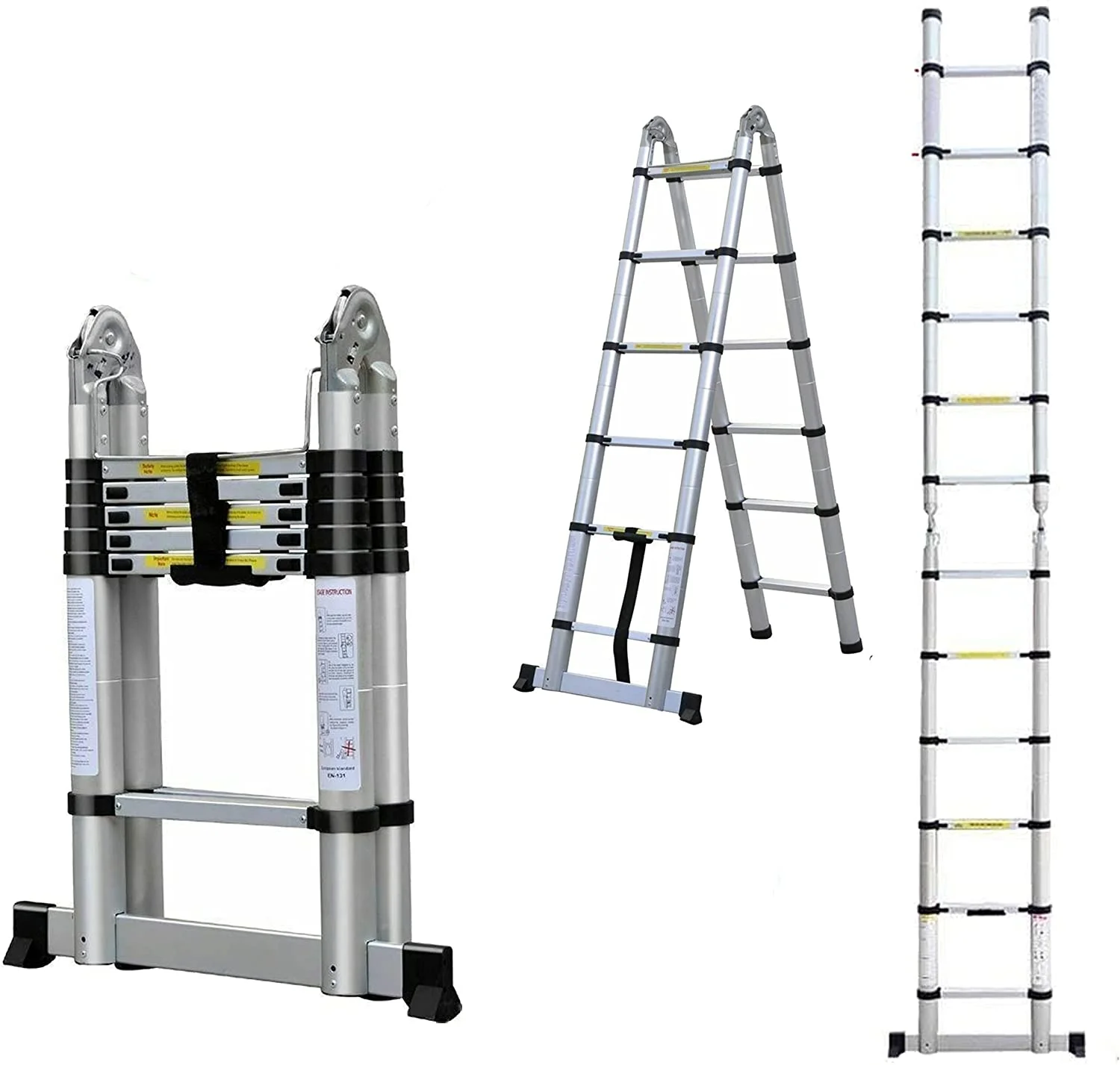 Dayplus 12.5FT/3.8M Aluminum Telescoping Extension Ladder Portable ...