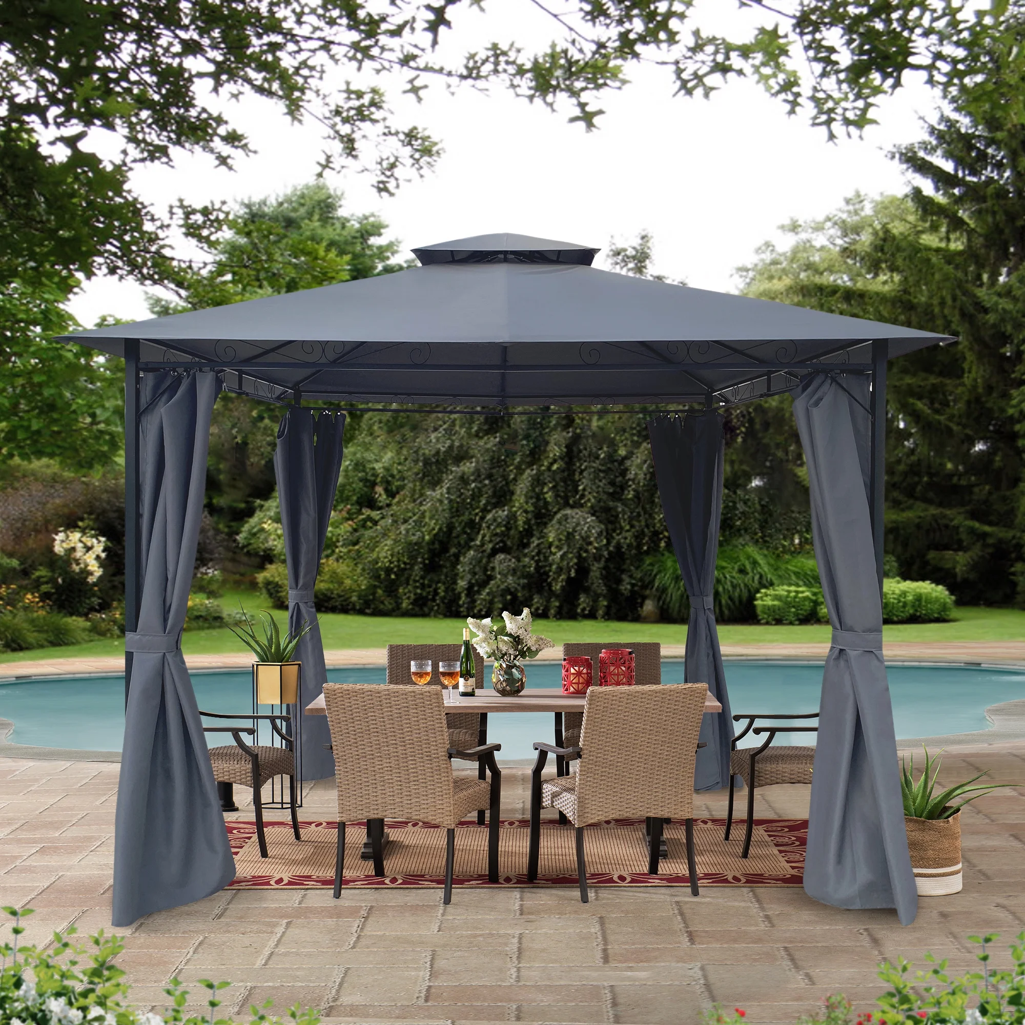 10x10 Ft Outdoor Patio Garden Gazebo Tent, Outdoor Shading, Gazebo